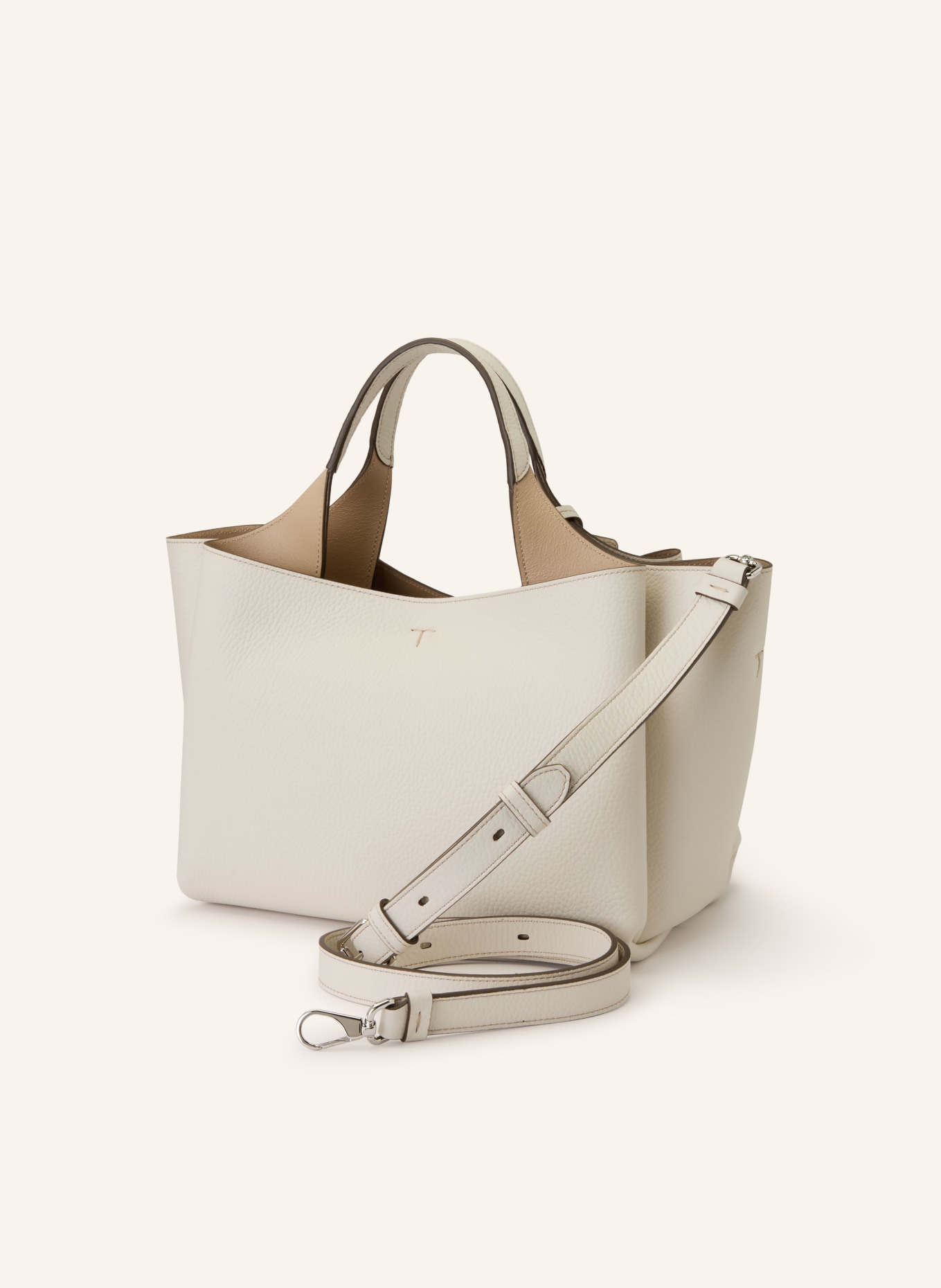 TOD'S Handtasche MINI: CREME / SILBER