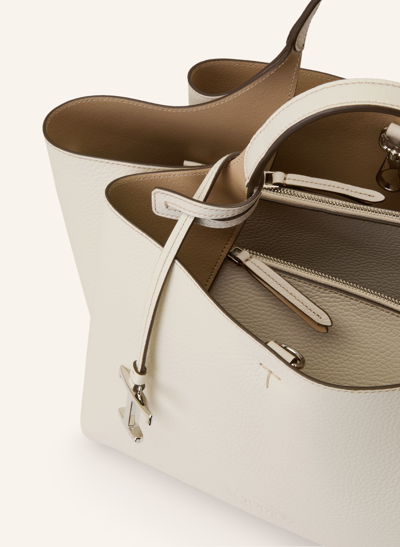 TOD'S Handtasche MINI: CREME / SILBER
