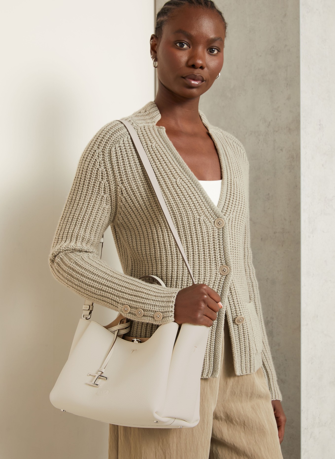 TOD'S Sac à main MINI: CRÈME / ARGENT