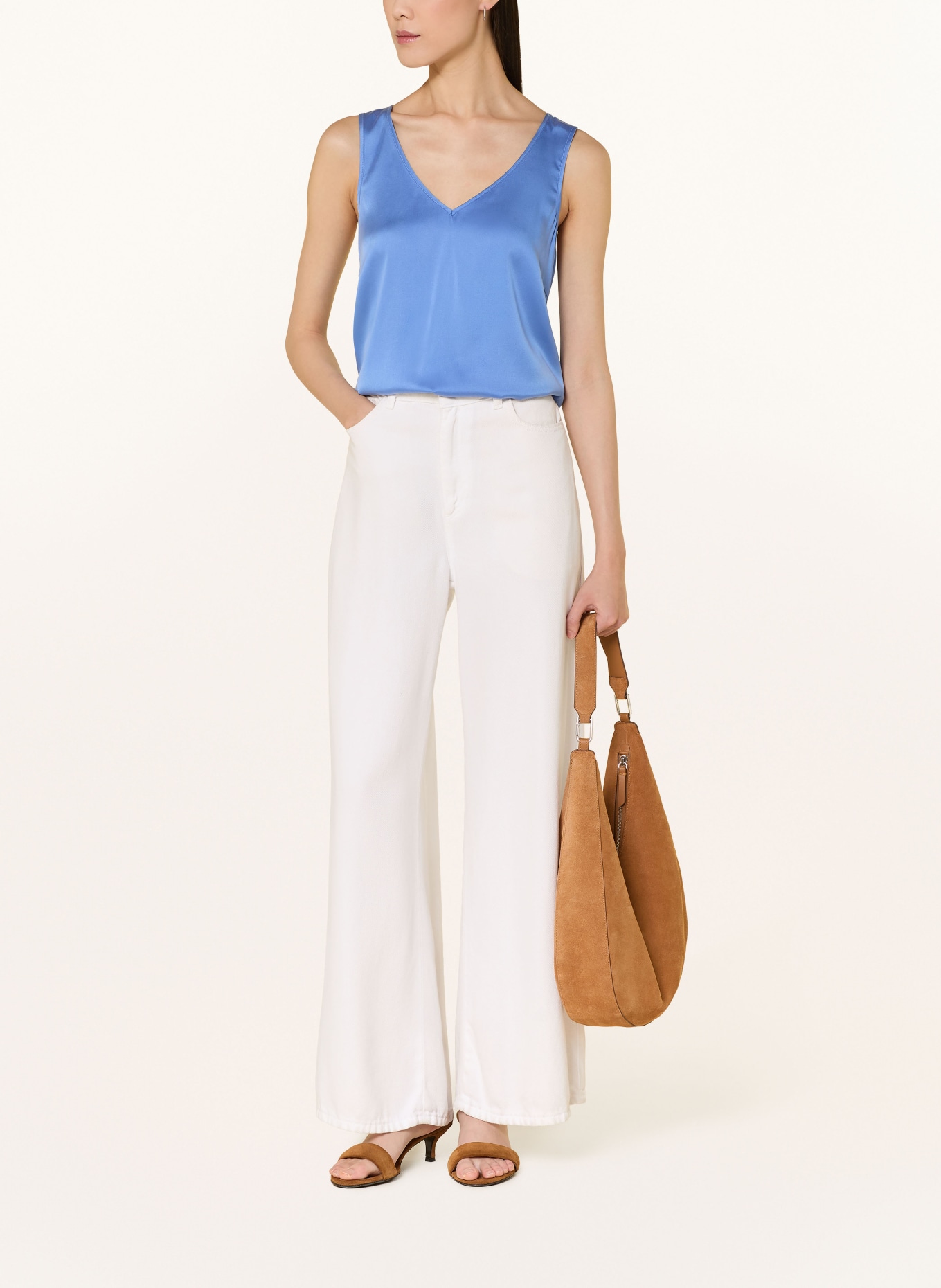 MOS MOSH Halenkový top MMASTRID z hedvábí: MODRÁ