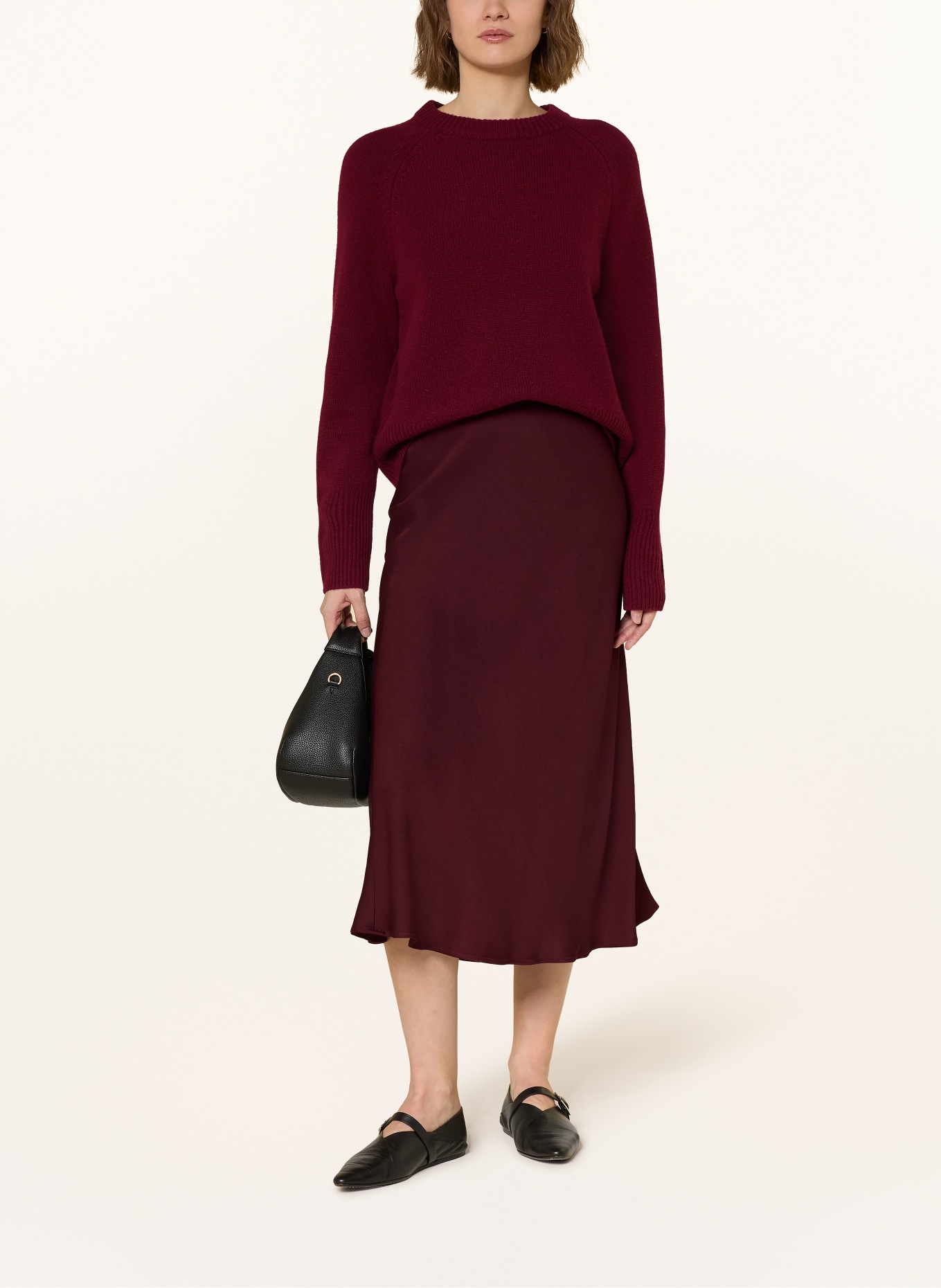 DRYKORN Saténová sukně URA: TMAVĚ ČERVENÁ