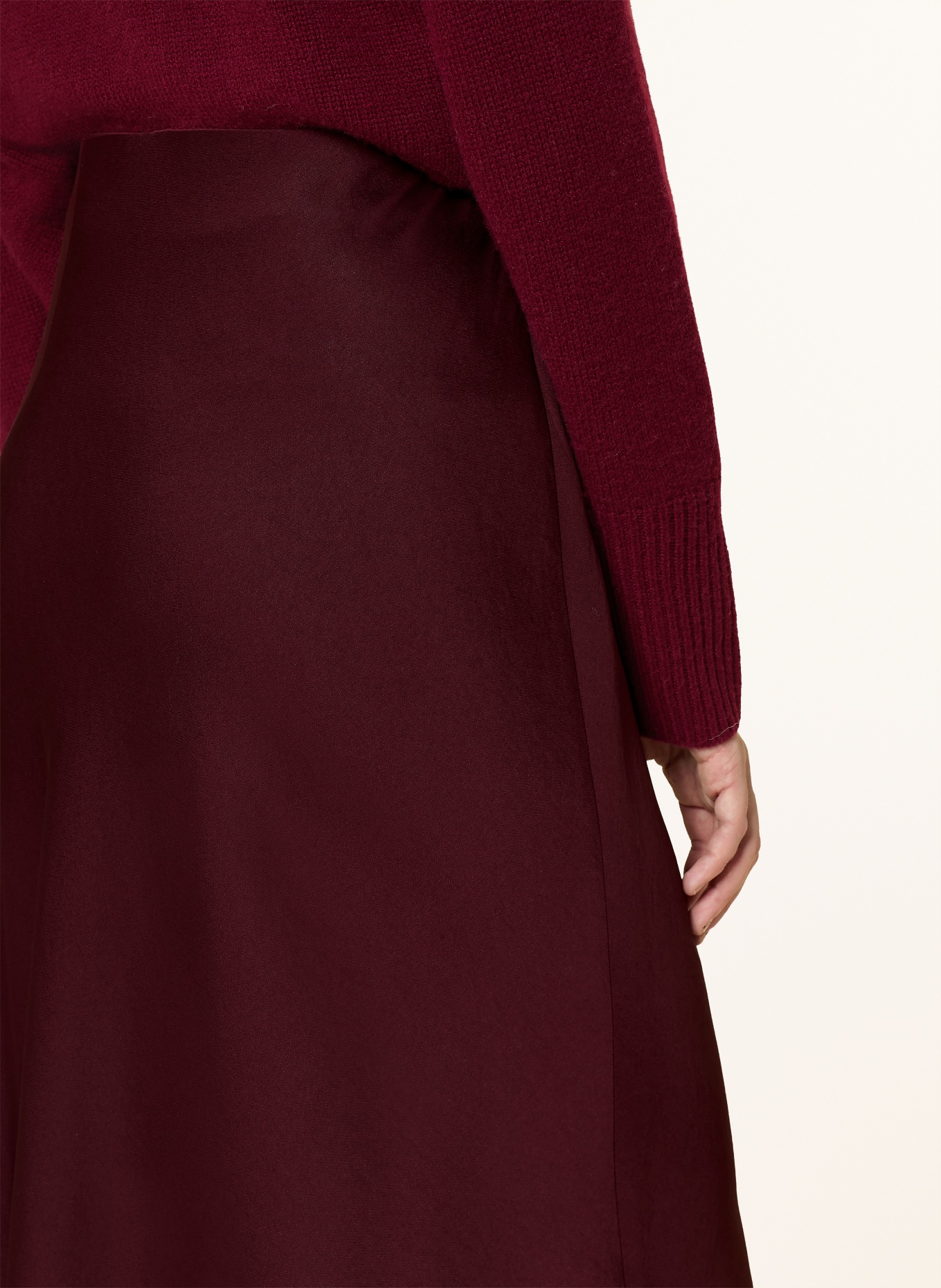 DRYKORN Saténová sukně URA: TMAVĚ ČERVENÁ