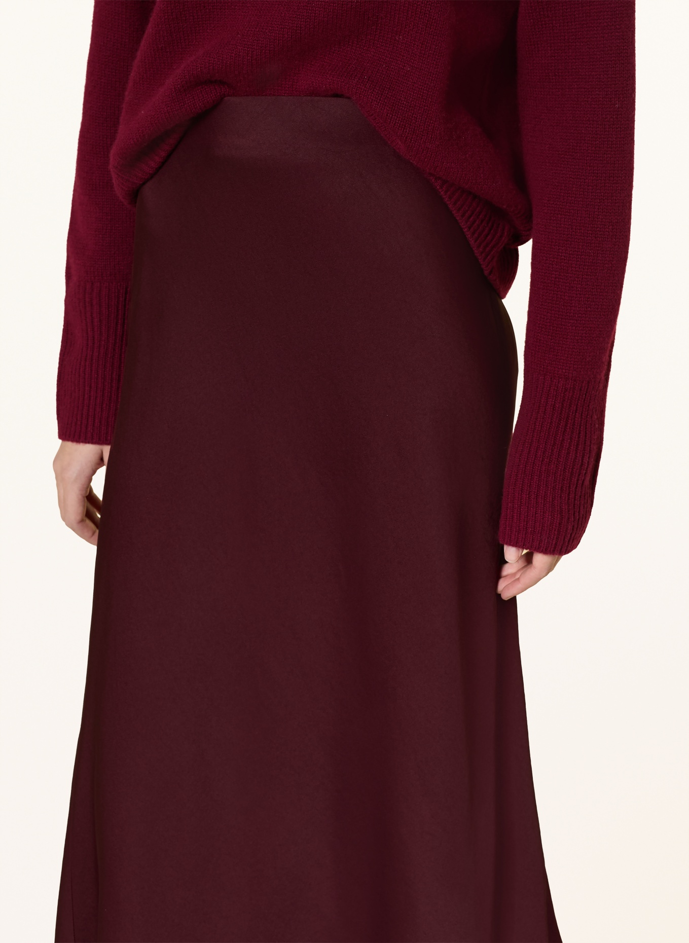 DRYKORN Saténová sukně URA: TMAVĚ ČERVENÁ