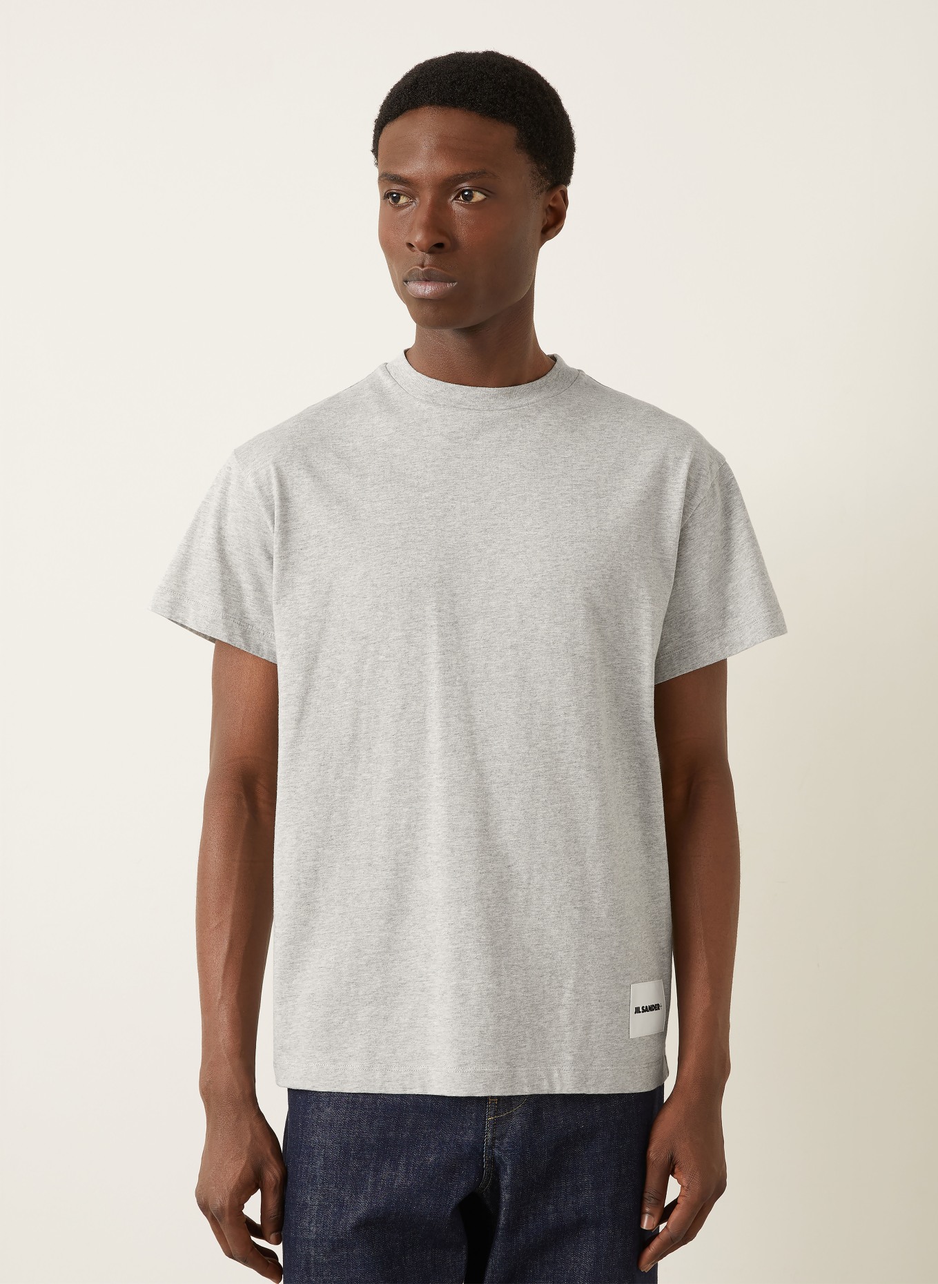 JIL SANDER 3er-Pack T-Shirts: SCHWARZ / HELLGRAU / WEISS