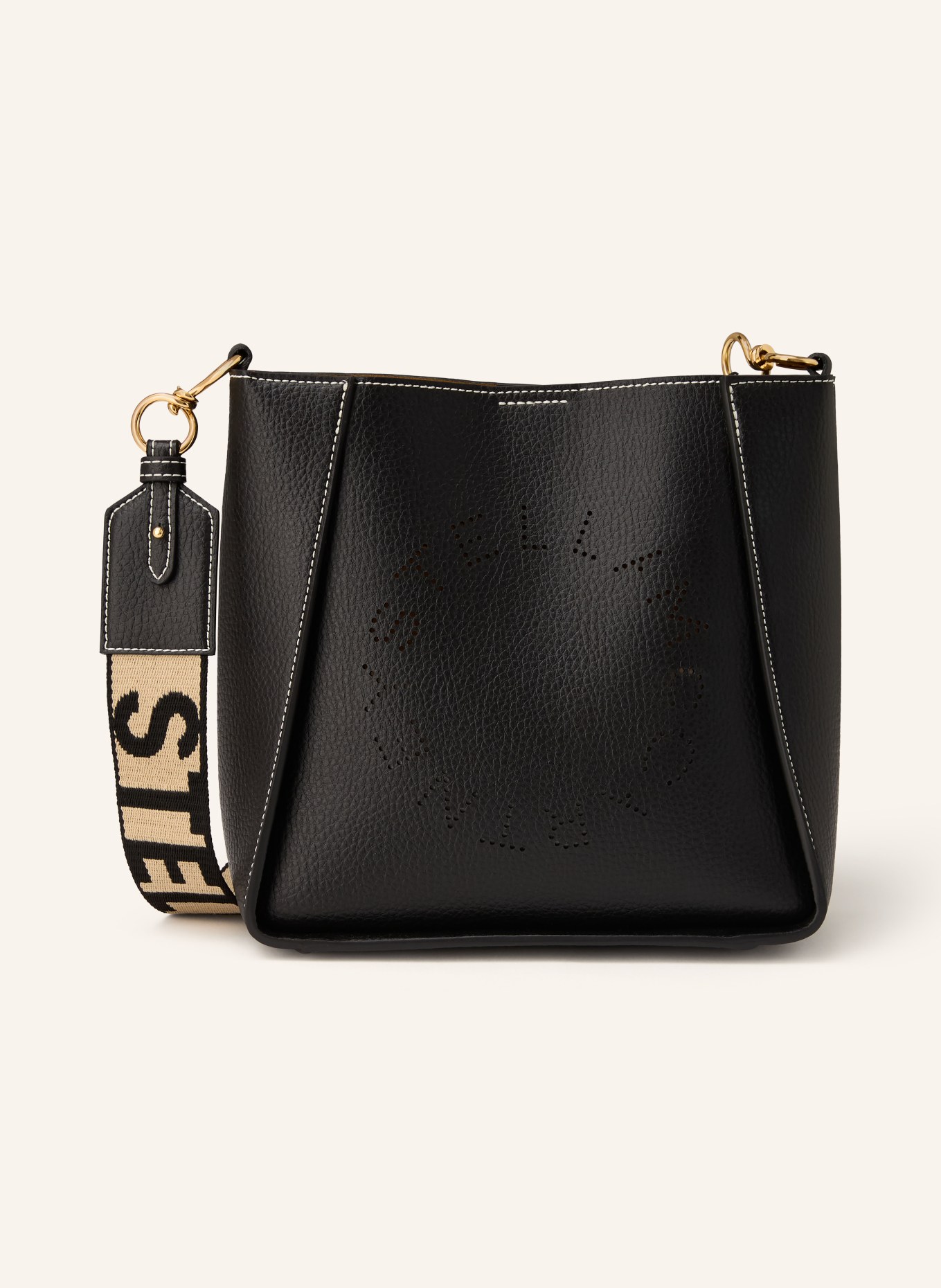 STELLA McCARTNEY Crossbody bag LOGO MINI: BLACK / GOLD
