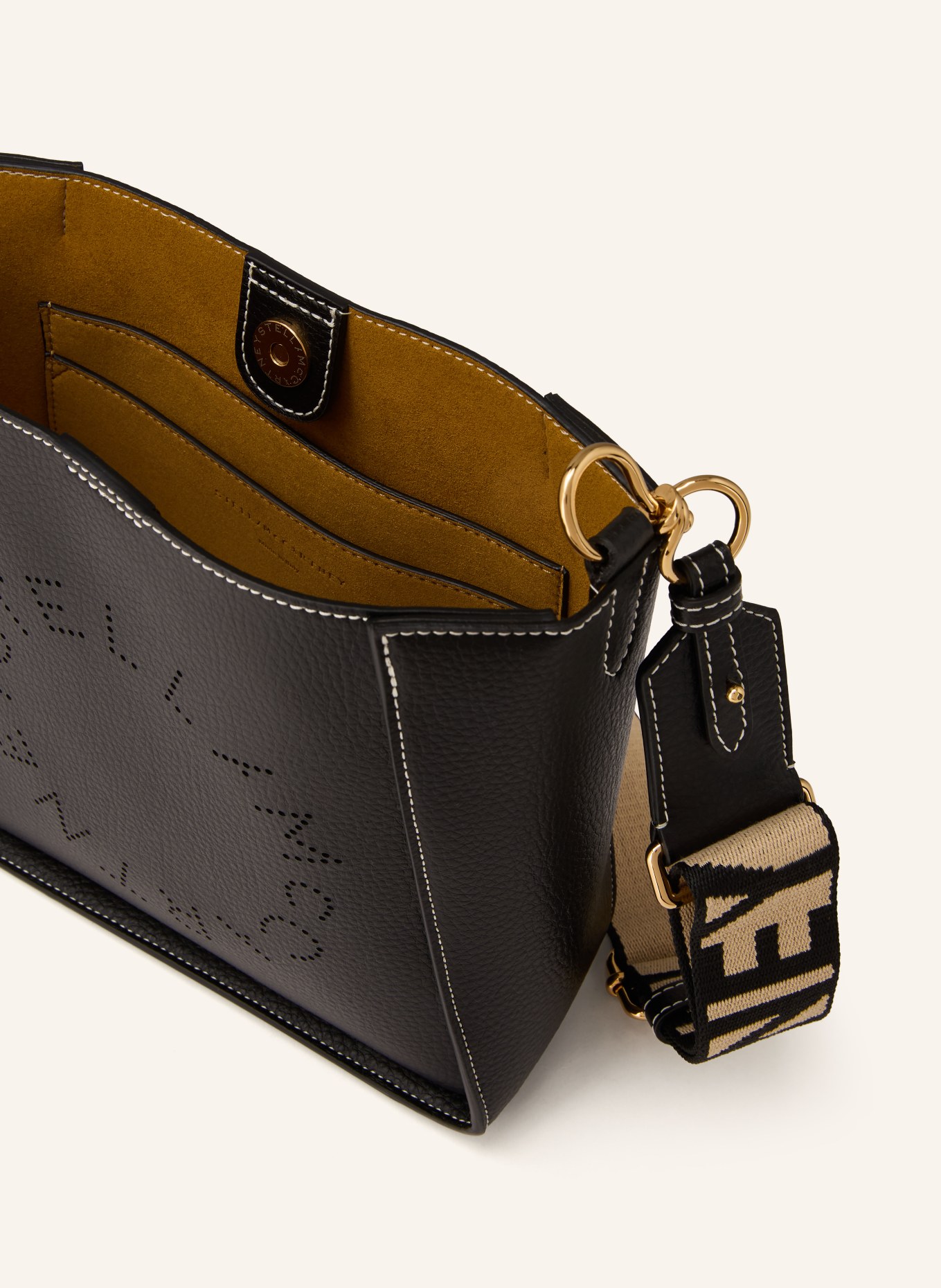 STELLA McCARTNEY Crossbody bag LOGO MINI: BLACK / GOLD