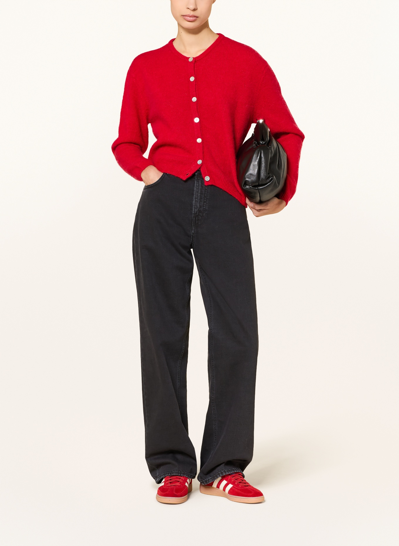 American Vintage Kardigan z dodatkiem alpaki: CZERWONY