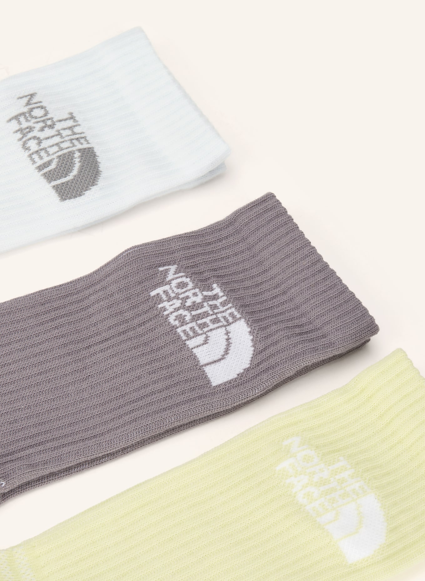 THE NORTH FACE 3er-Pack Sportsocken MULTI SPORT CUSH CREW: HELLGELB / TAUPE / WEISS