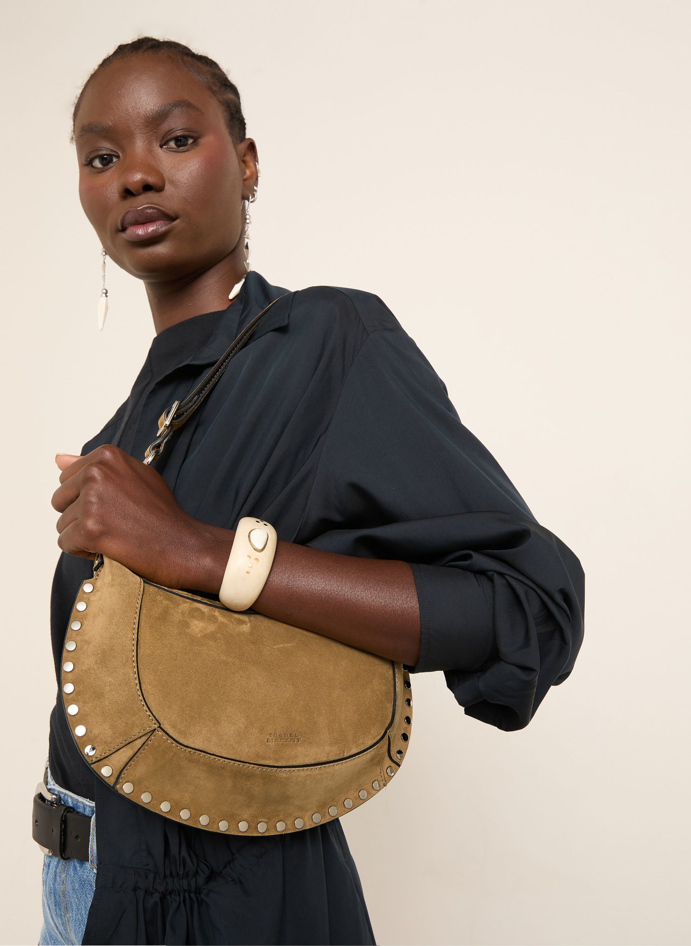 ISABEL MARANT Sac à bandoulière OSKAN MOON: CHAMEAU