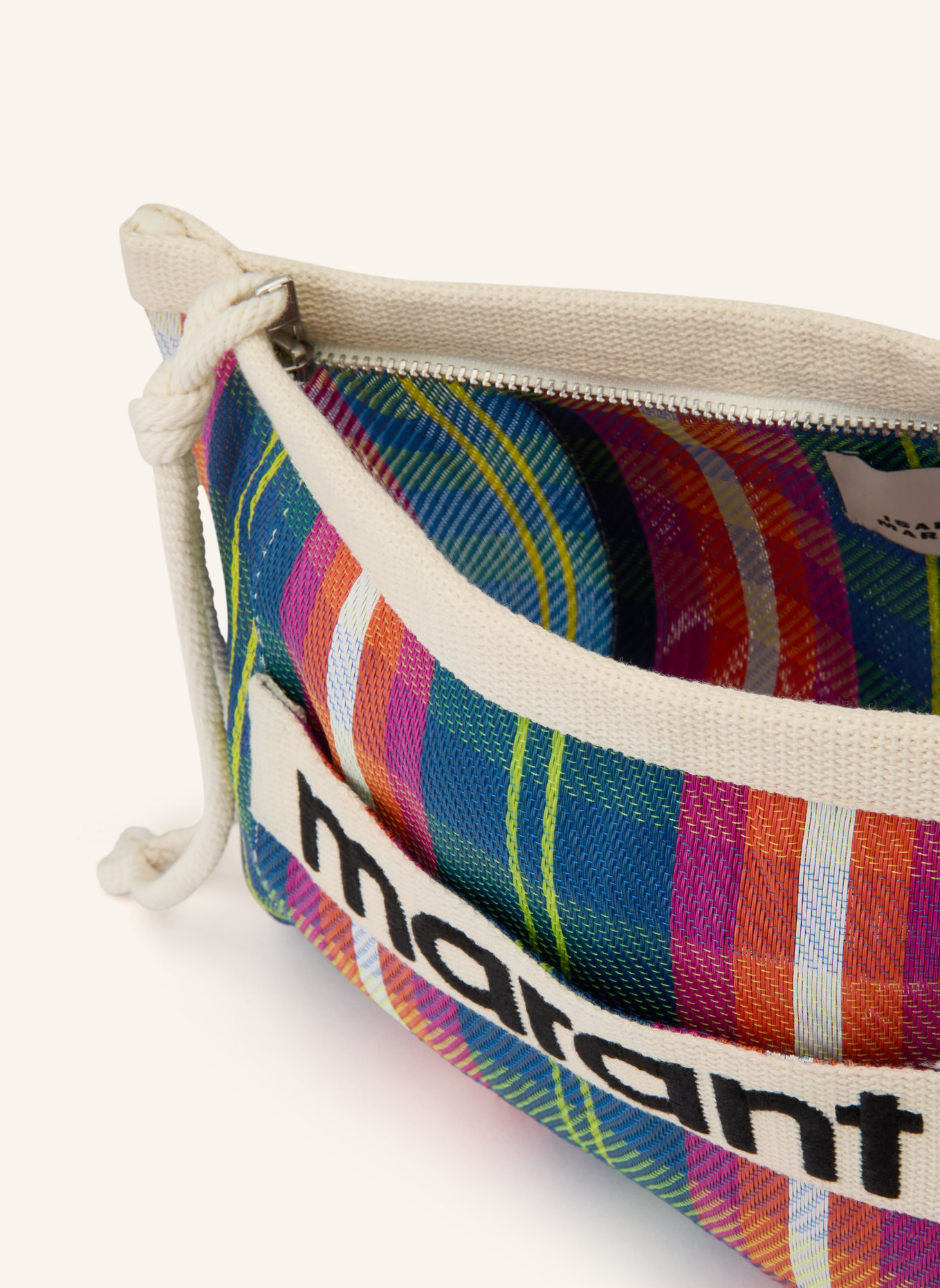 ISABEL MARANT Pouch POWDEN: CREME / ROT / DUNKELGRÜN