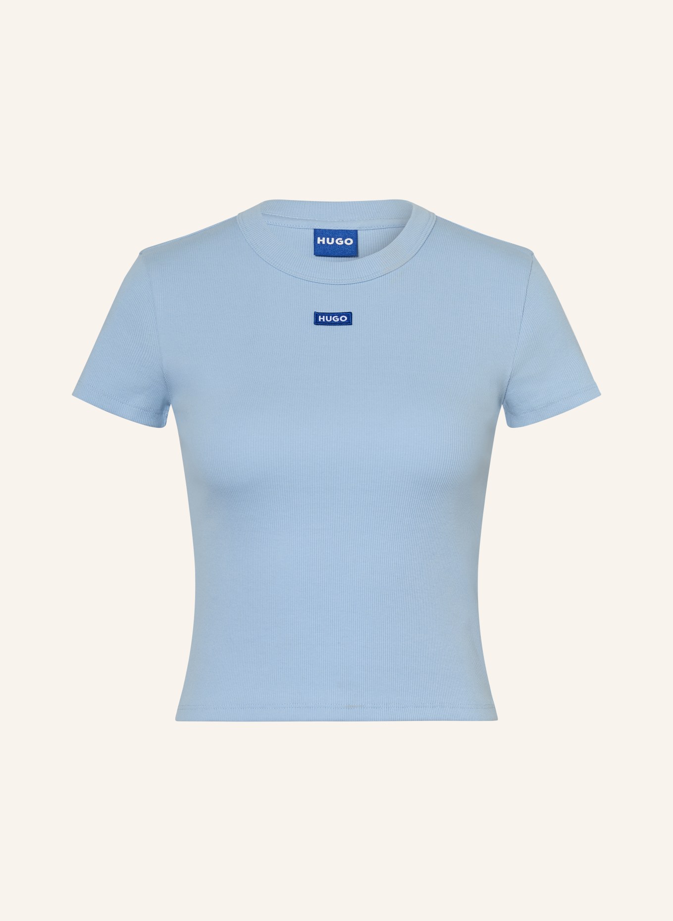 HUGO Cropped-Shirt: HELLBLAU