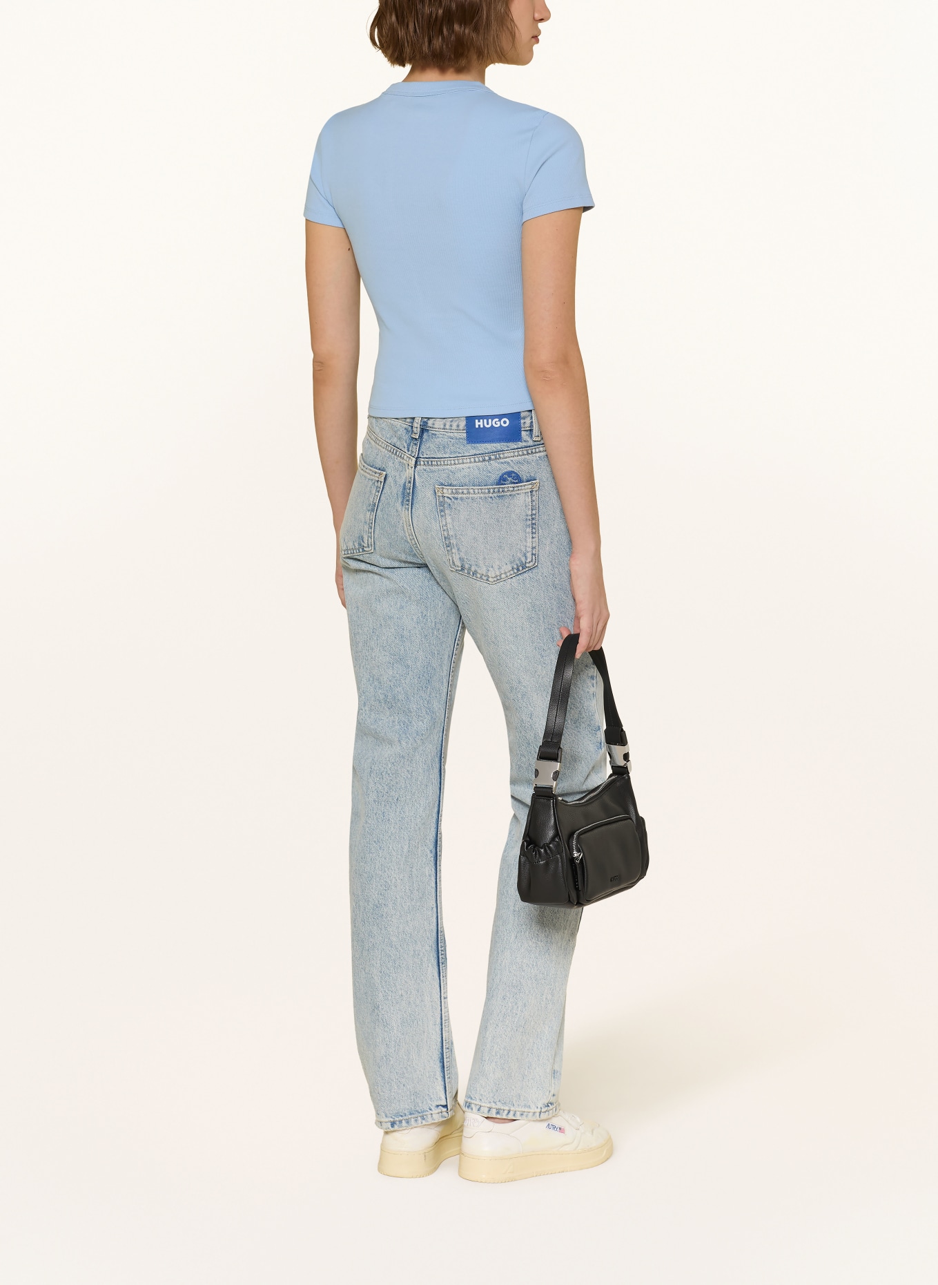 HUGO Cropped-Shirt: HELLBLAU
