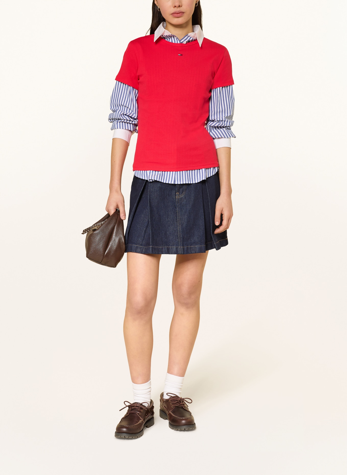 TOMMY JEANS Tričko: ČERVENÁ