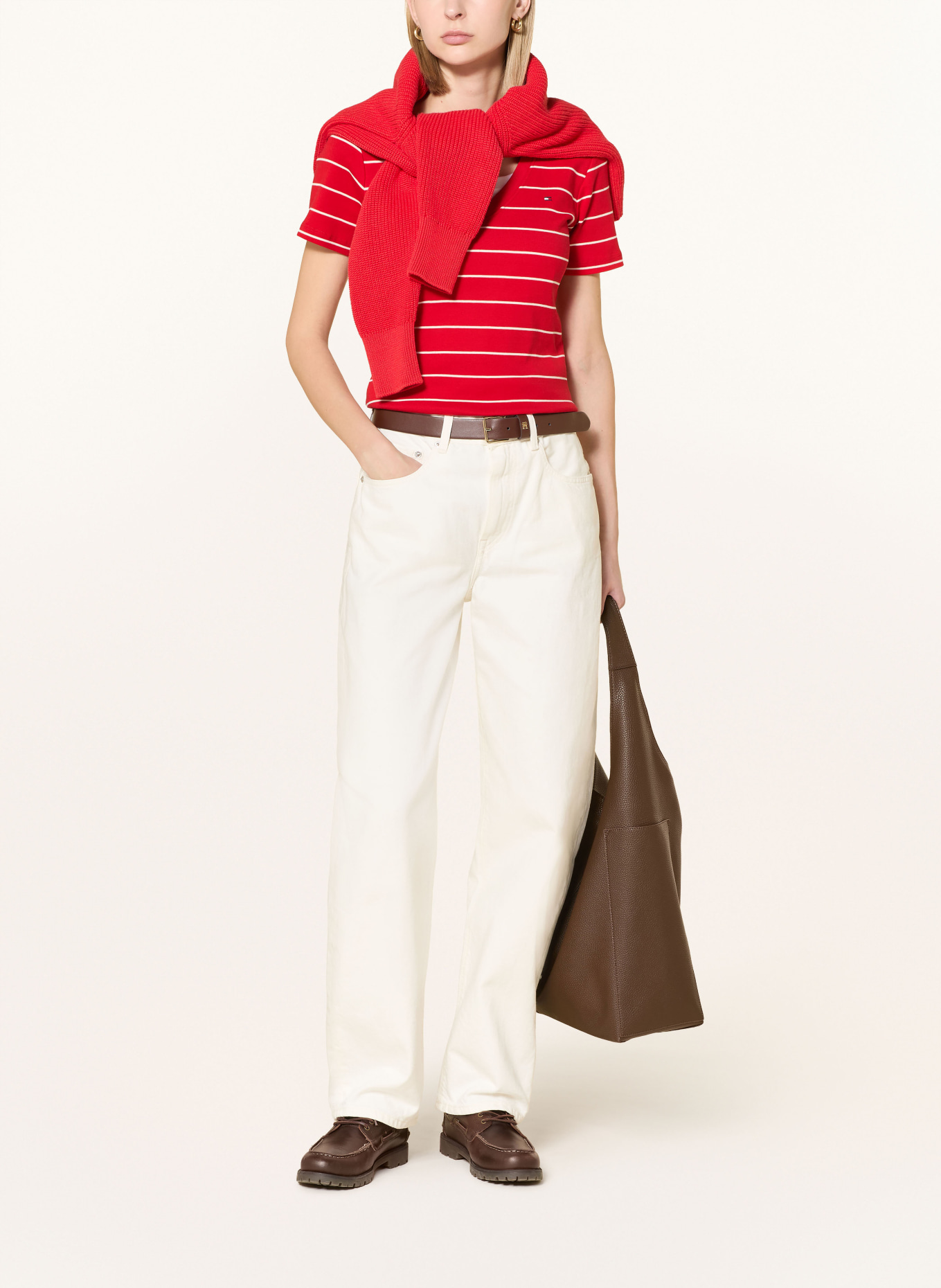 TOMMY HILFIGER T-Shirt: ROT / WEISS