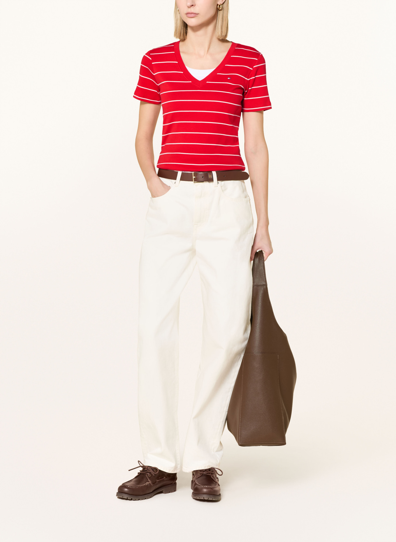 TOMMY HILFIGER T-Shirt: ROT / WEISS