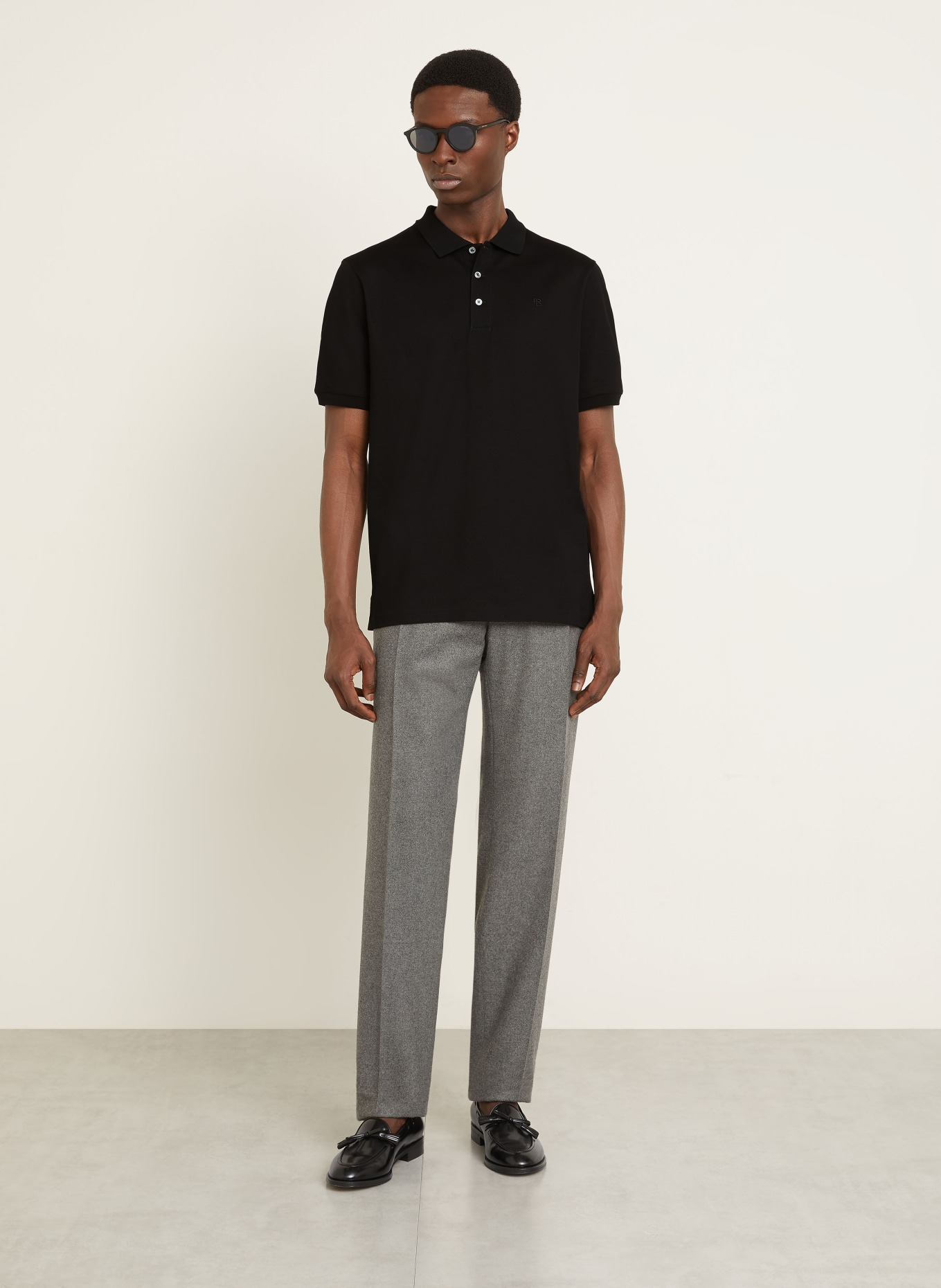 RALPH LAUREN PURPLE LABEL Piqué-Poloshirt: SCHWARZ