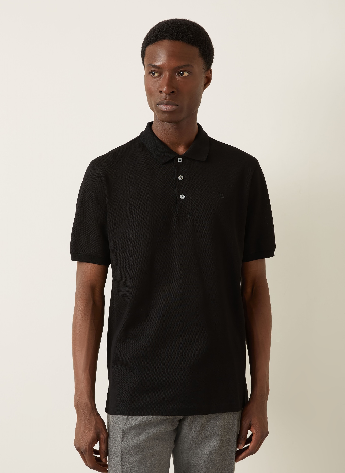 RALPH LAUREN PURPLE LABEL Piqué-Poloshirt: SCHWARZ