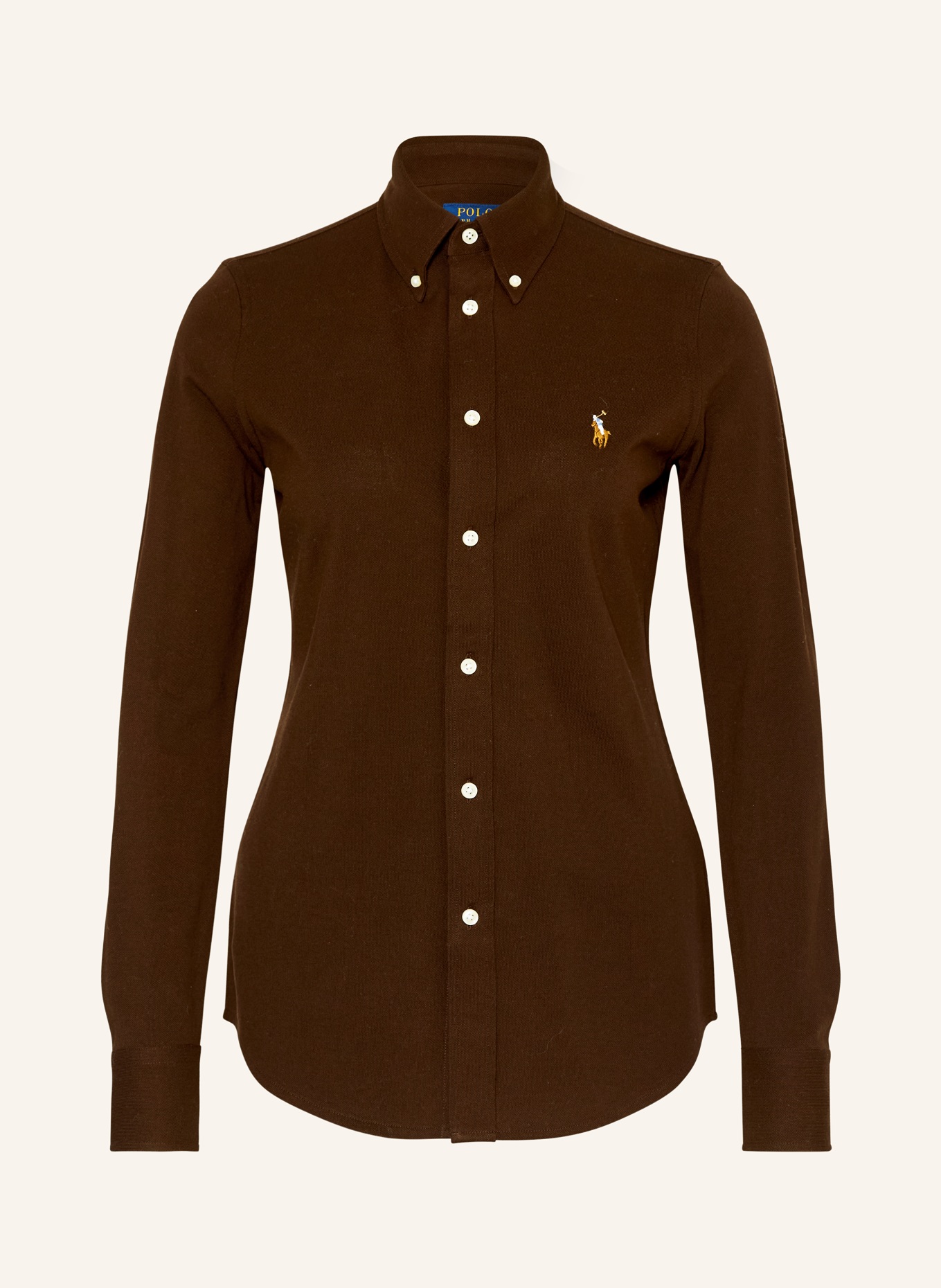 POLO RALPH LAUREN Košilová halenka: TMAVĚ HNĚDÁ