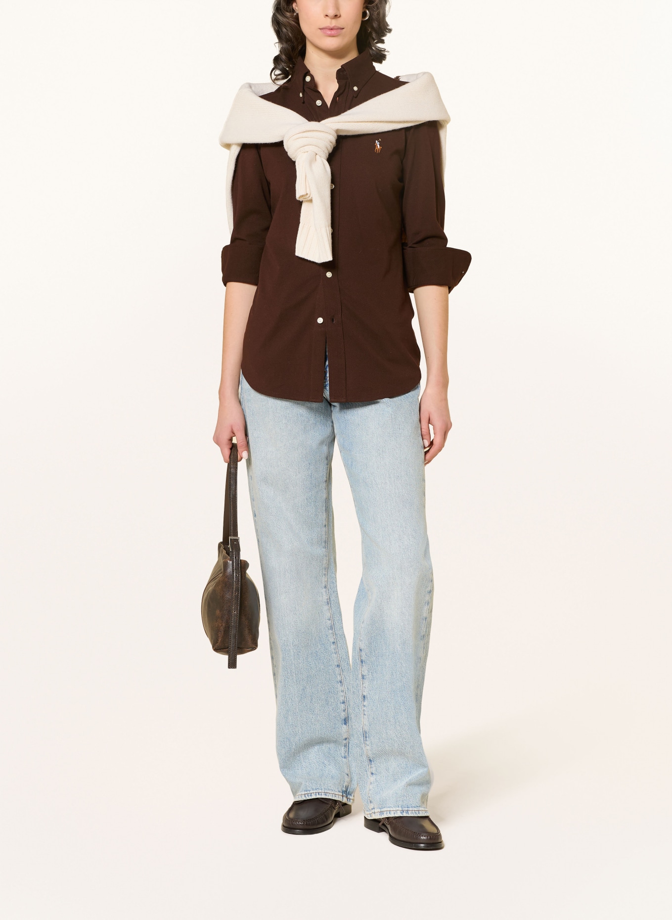 POLO RALPH LAUREN Košilová halenka: TMAVĚ HNĚDÁ