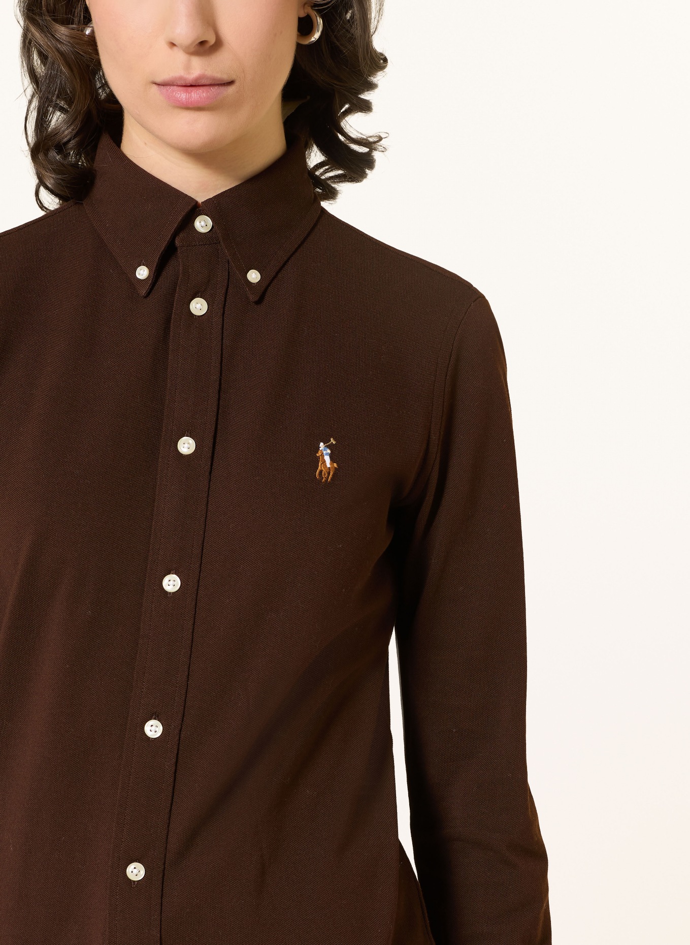 POLO RALPH LAUREN Košilová halenka: TMAVĚ HNĚDÁ