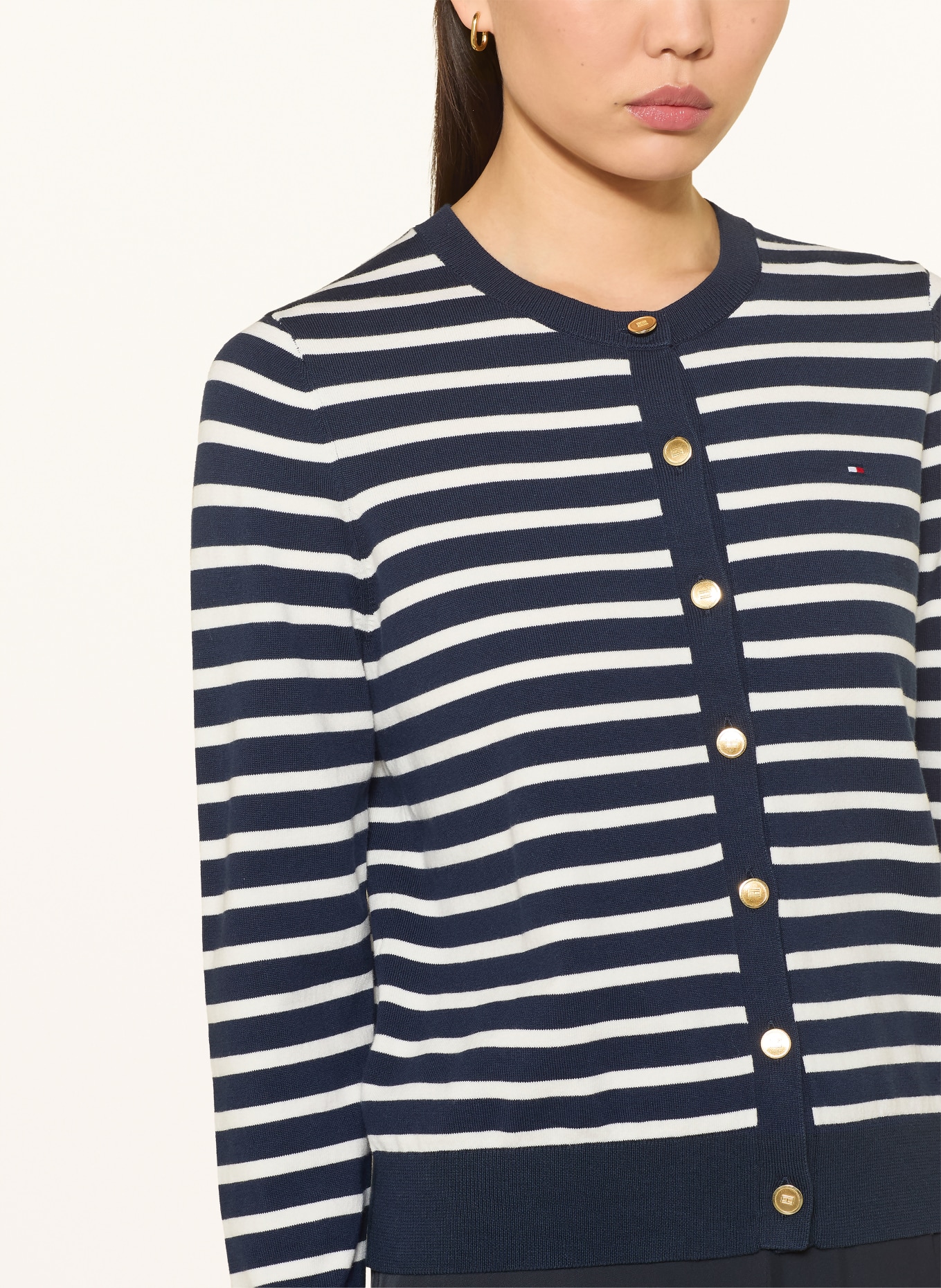 TOMMY HILFIGER cardigan: BLEU FONCÉ / BLANC