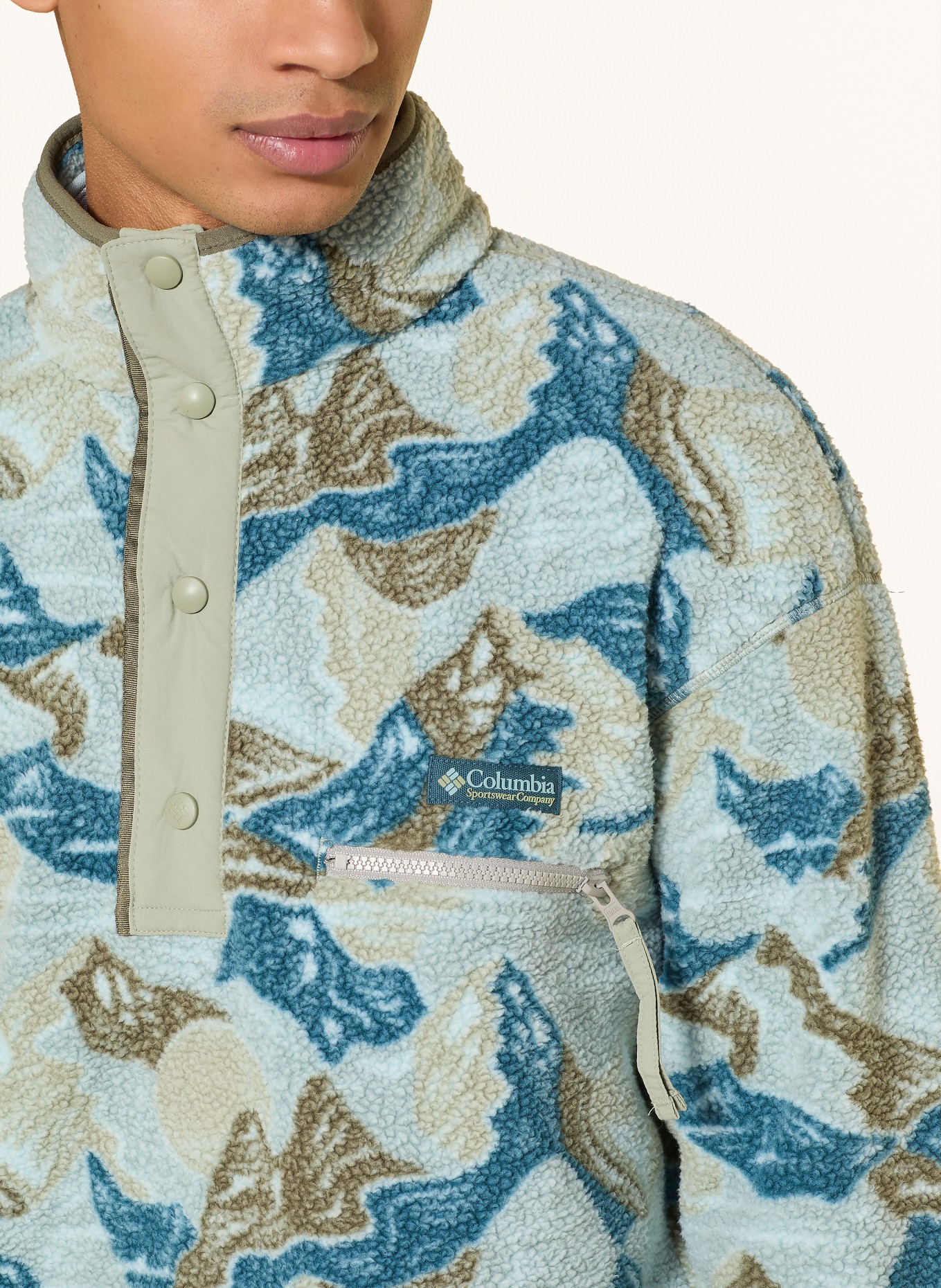 Columbia Swetry typu troyer HELVETIA™ II: JASNONIEBIESKI / OLIWKOWY / NIEBIESKI