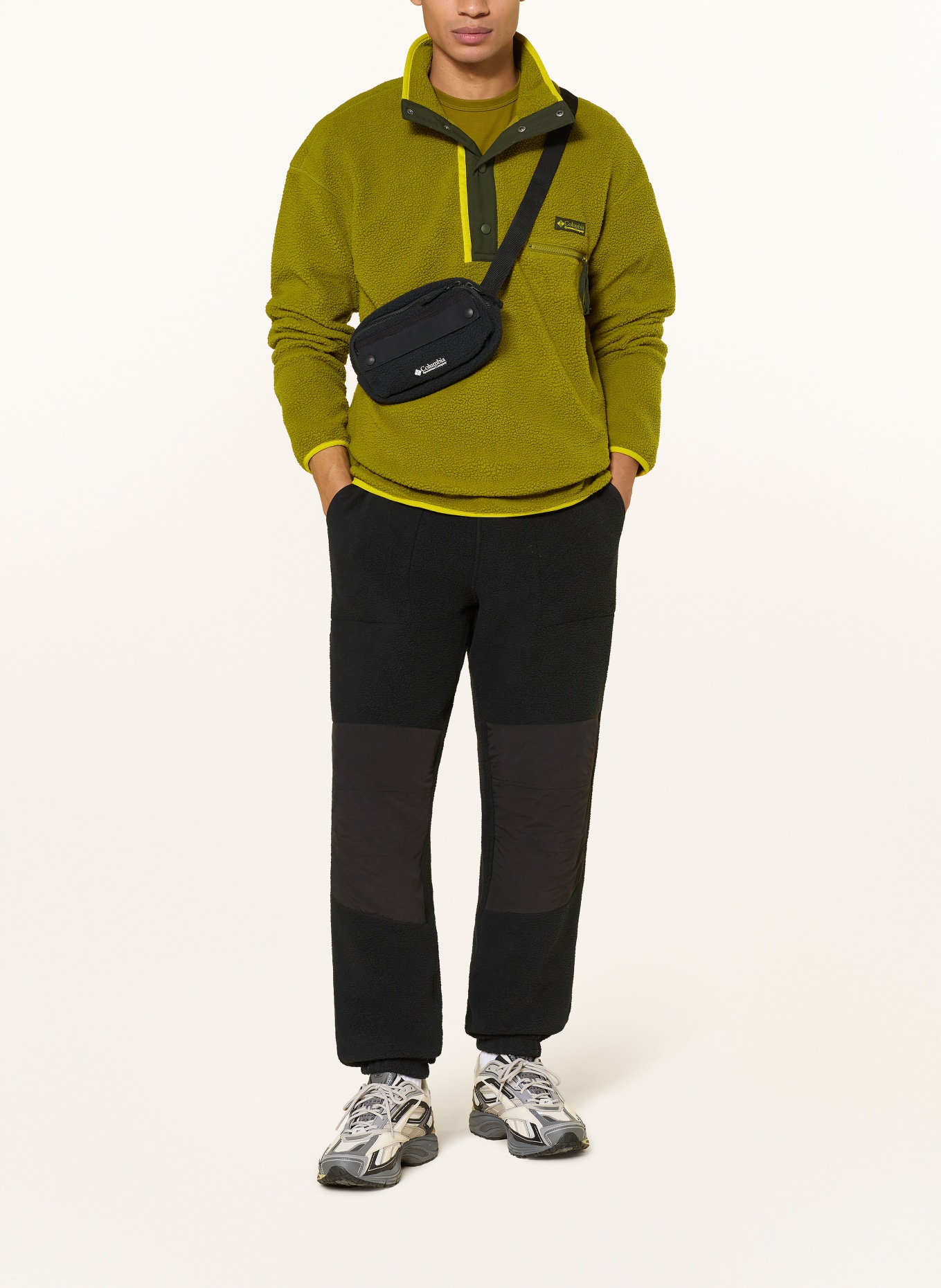 Columbia Fleecový svetr troyer HELVETIA™ II: OLIVOVÁ / ŽLUTÁ