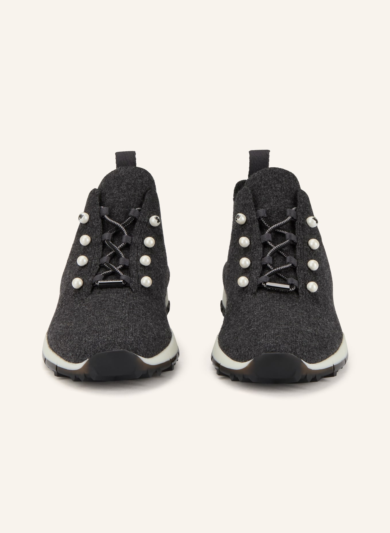 JIMMY CHOO Sneaker VELES mit Schmuckperlen: SCHWARZ / WEISS