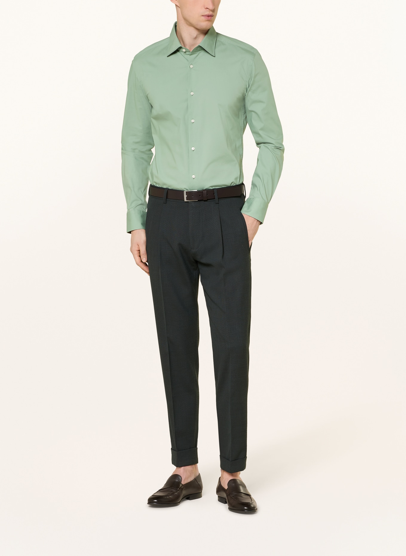 BOSS Košile HANK Slim Fit: ZELENÁ