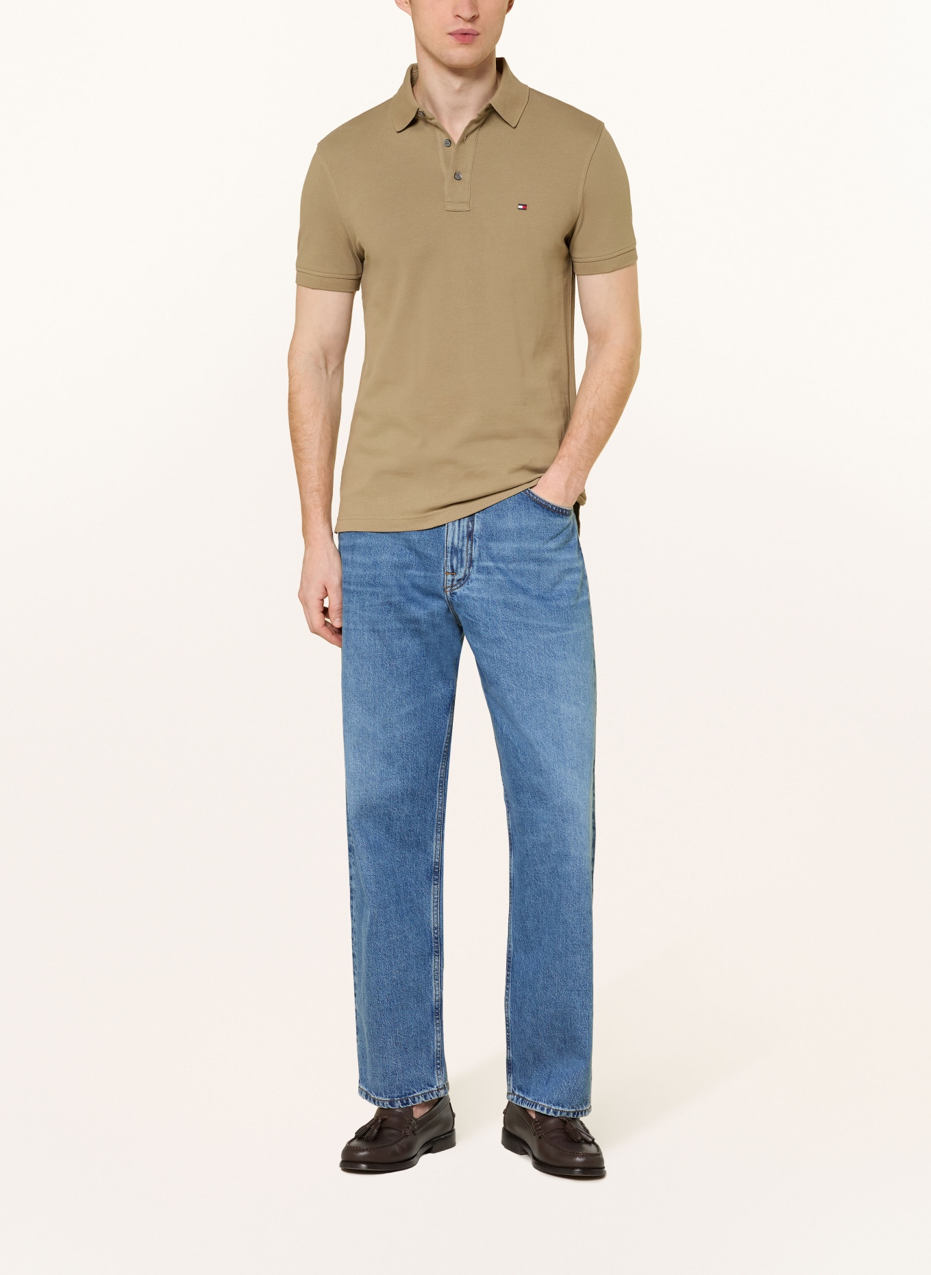 TOMMY HILFIGER Polokošile z piké Slim Fit: KHAKI