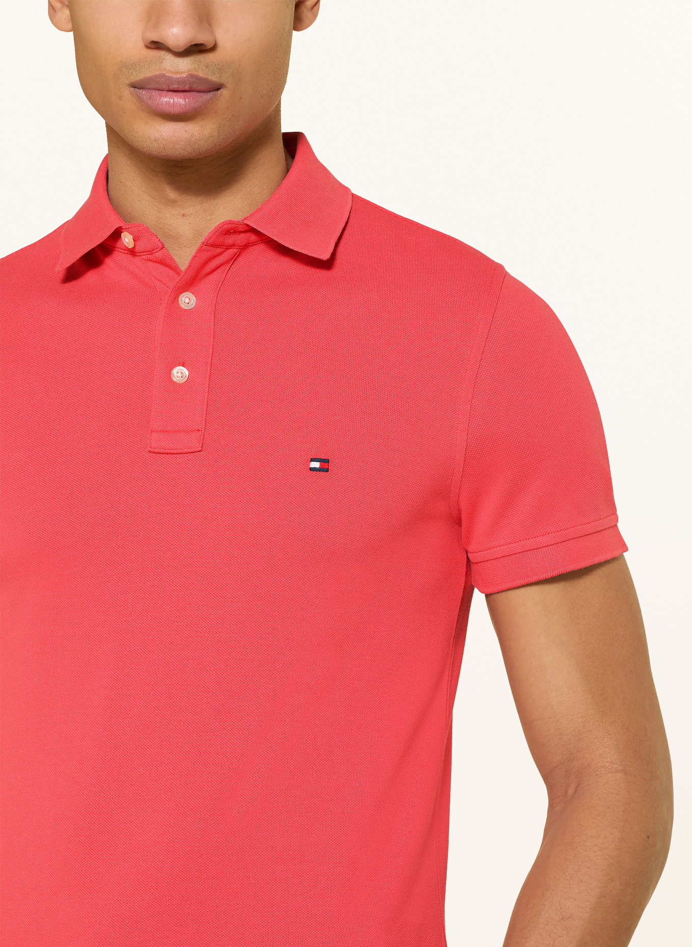 TOMMY HILFIGER Piqué-Poloshirt Slim Fit: HELLROT