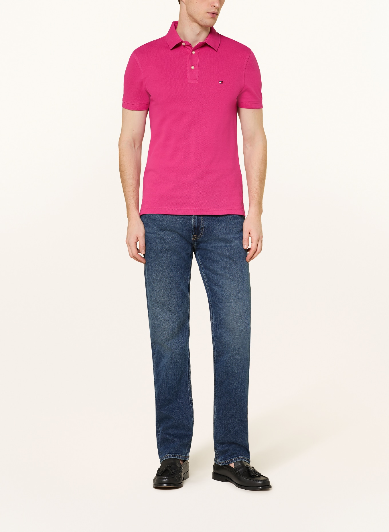 TOMMY HILFIGER Polokošile z piké Slim Fit: RŮŽOVÁ