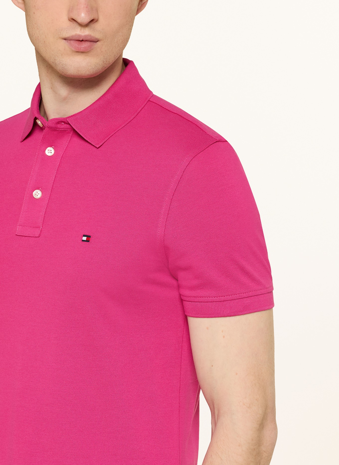 TOMMY HILFIGER Polokošile z piké Slim Fit: RŮŽOVÁ
