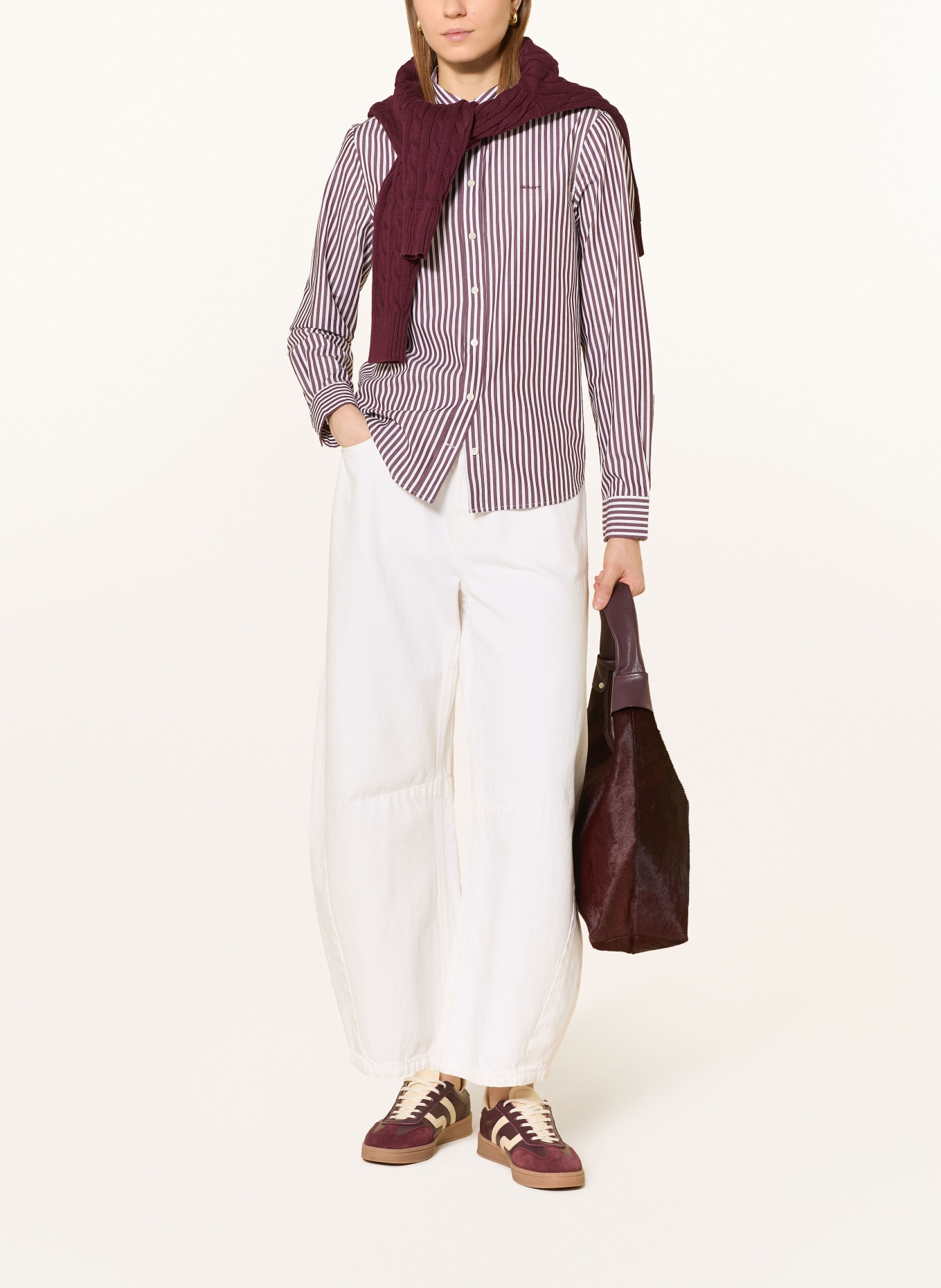 GANT Shirt blouse: DARK RED / WHITE