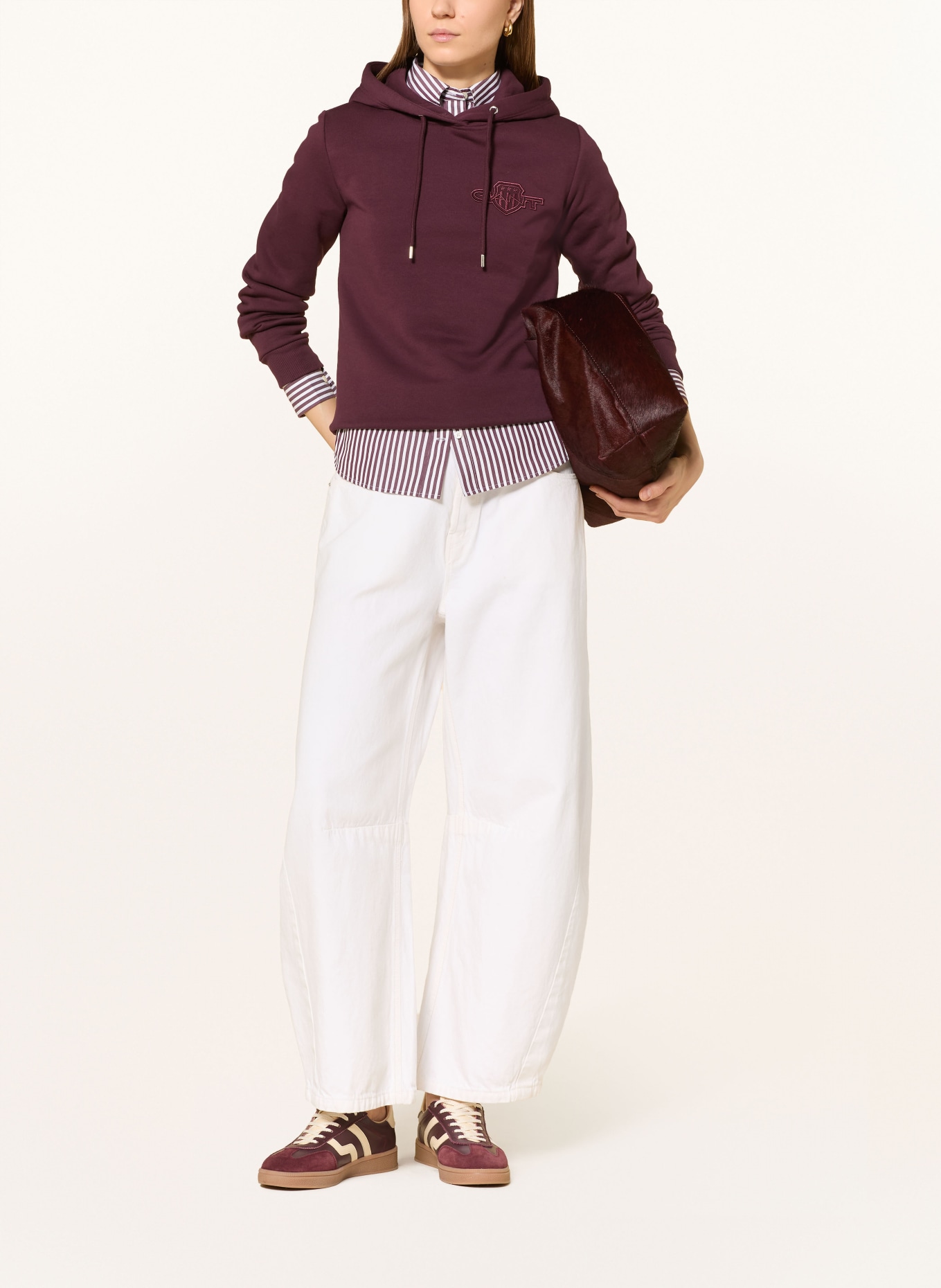 GANT Shirt blouse: DARK RED / WHITE