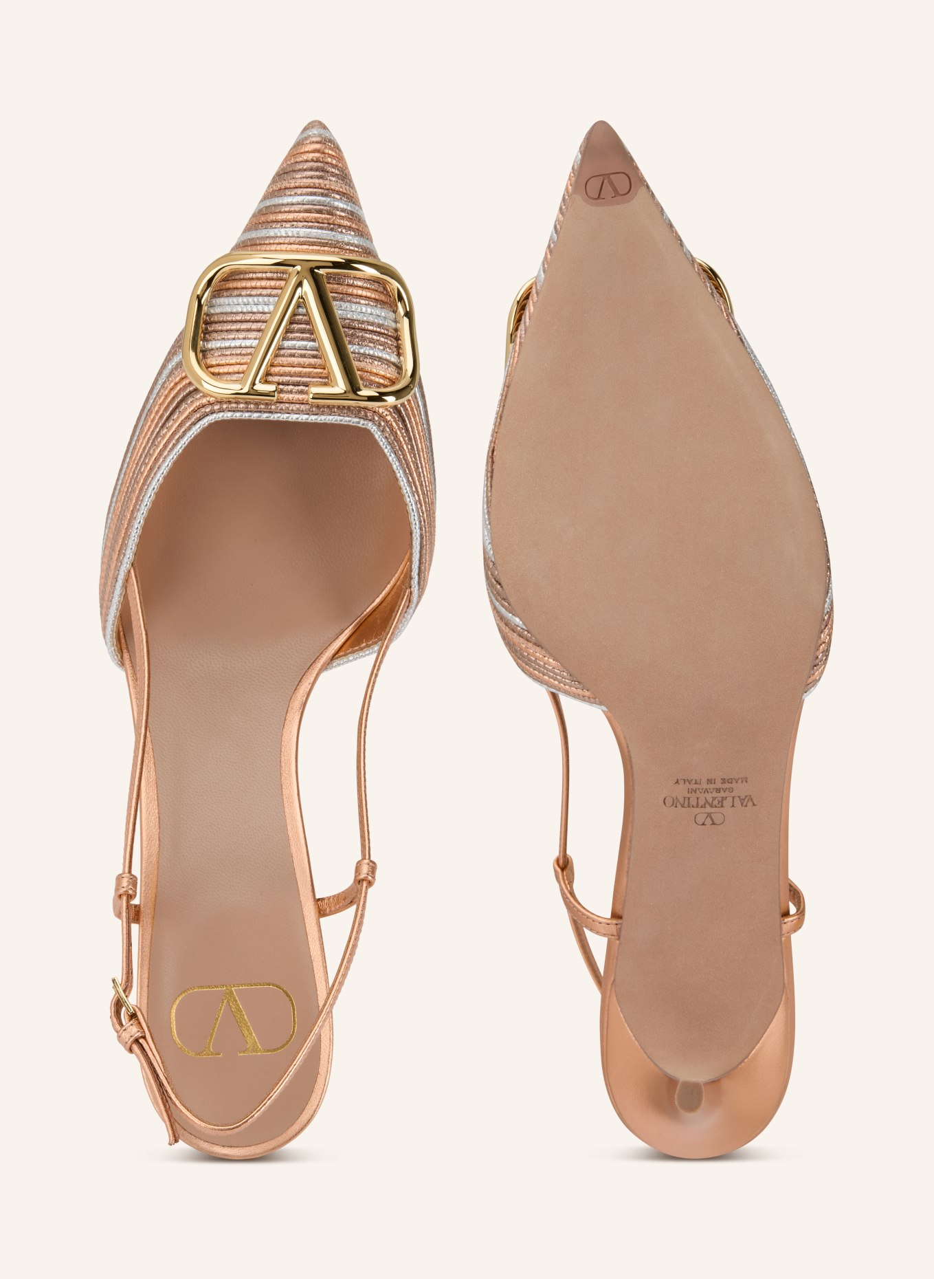 VALENTINO GARAVANI Slingback pumps VLOGO SIGNATURE: ROSE GOLD / SILVER / GOLD