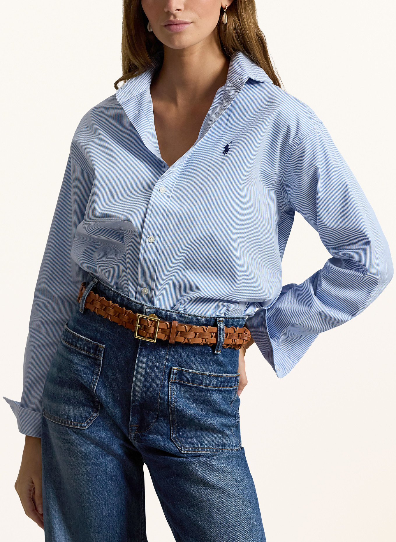 POLO RALPH LAUREN Košilová halenka: MODRÁ / BÍLÁ