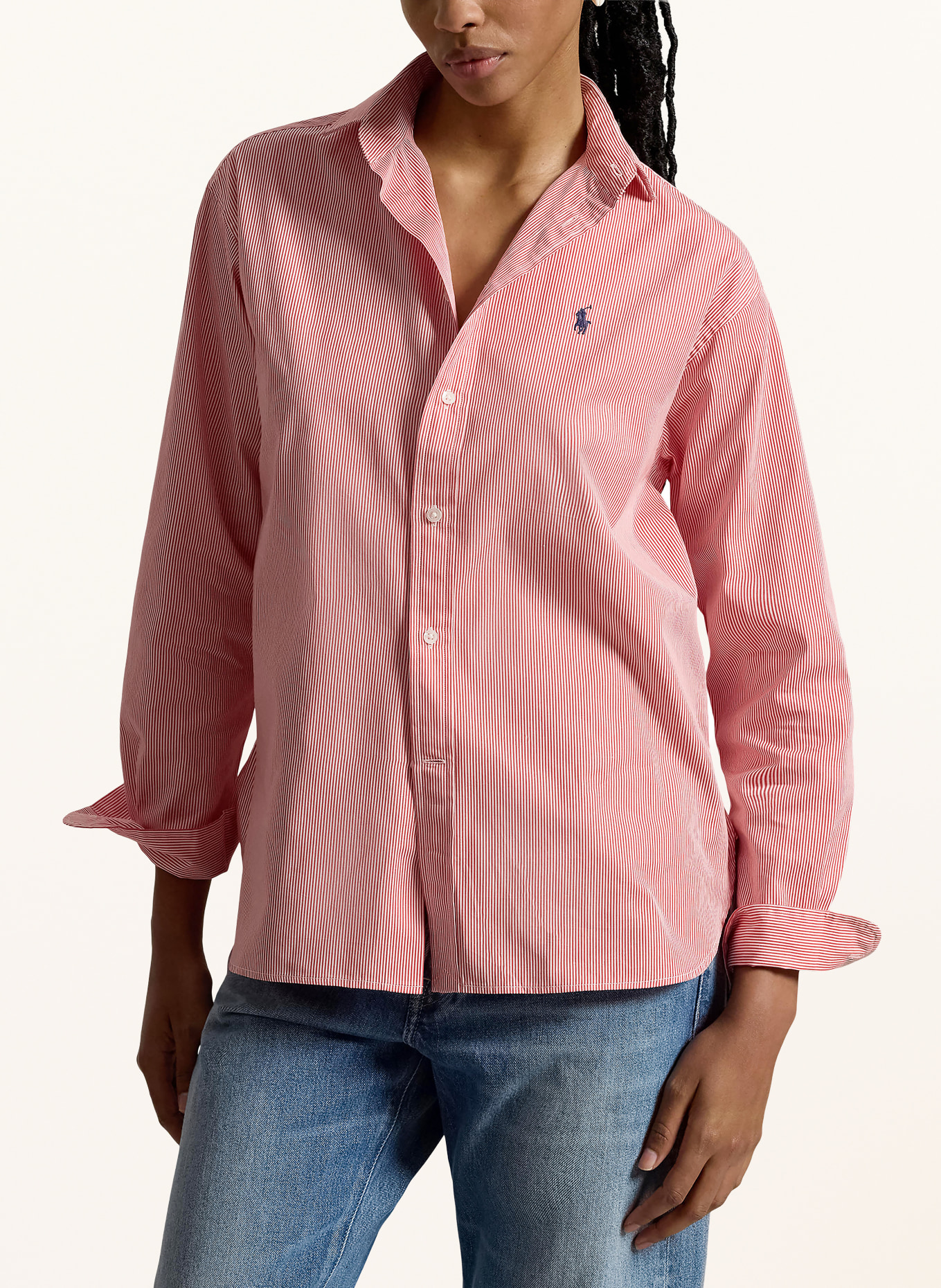 POLO RALPH LAUREN Košilová halenka: ČERVENÁ / BÍLÁ