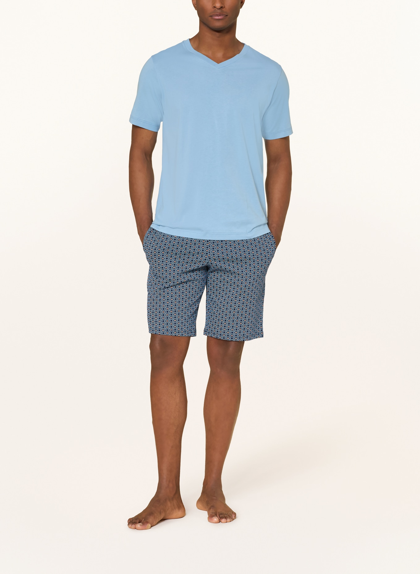 SCHIESSER Short de nuit MIX+RELAX: BLEU / BLEU GRIS / ORANGE
