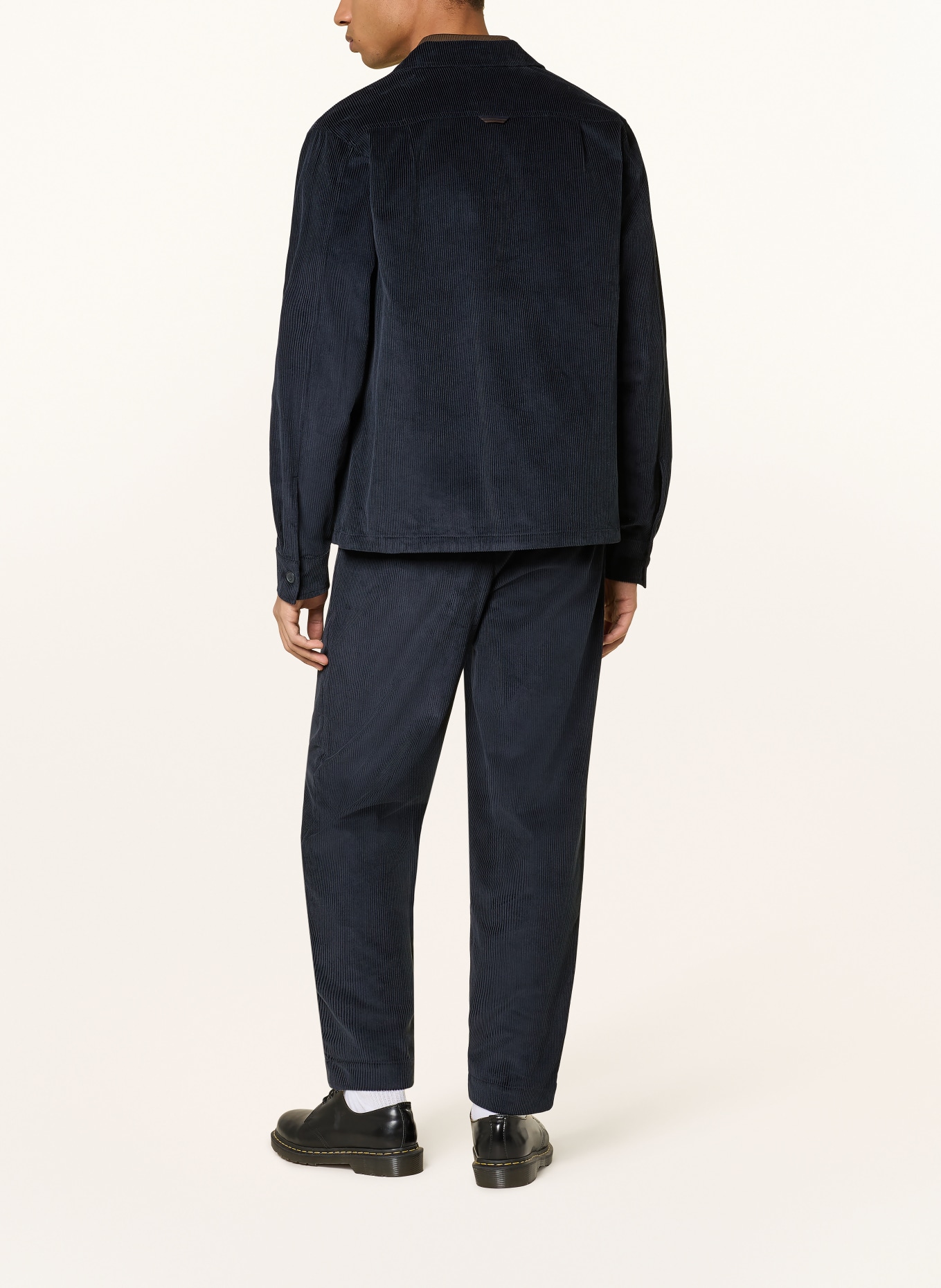 FRED PERRY Corduroy trousers tapered fit: DARK BLUE