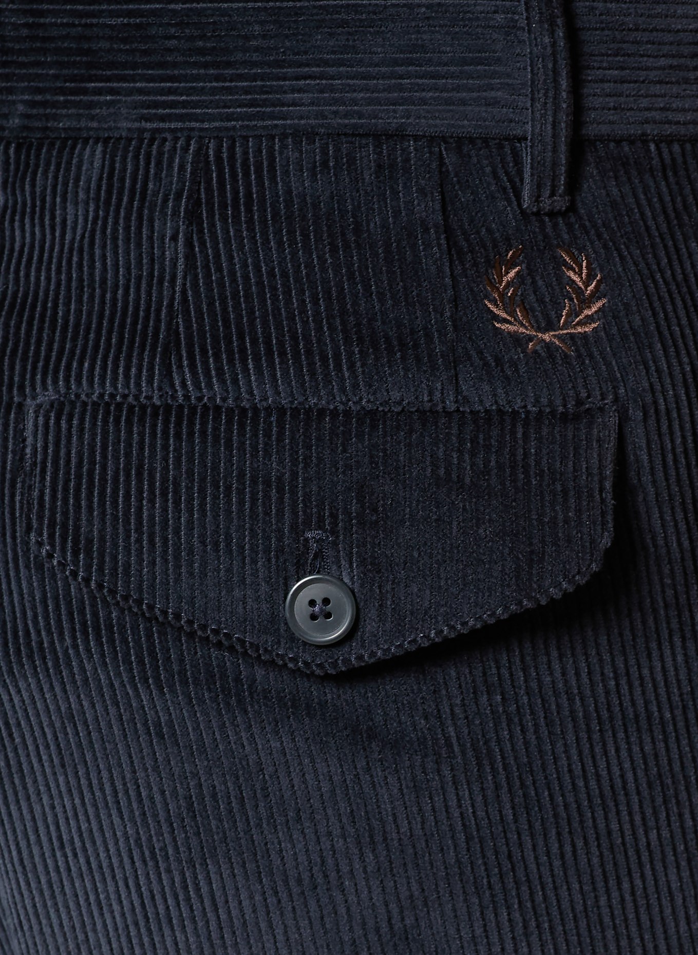 FRED PERRY Corduroy trousers tapered fit: DARK BLUE