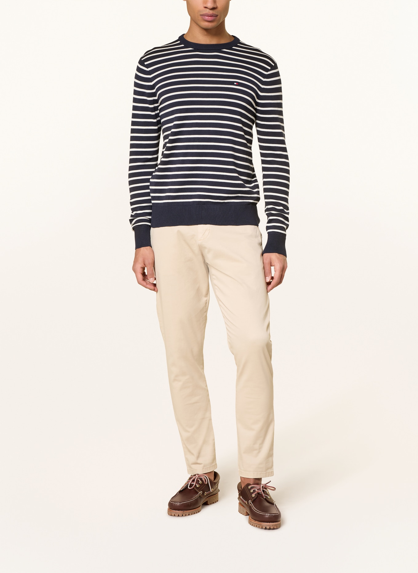 TOMMY HILFIGER Pullover: DUNKELBLAU / WEISS