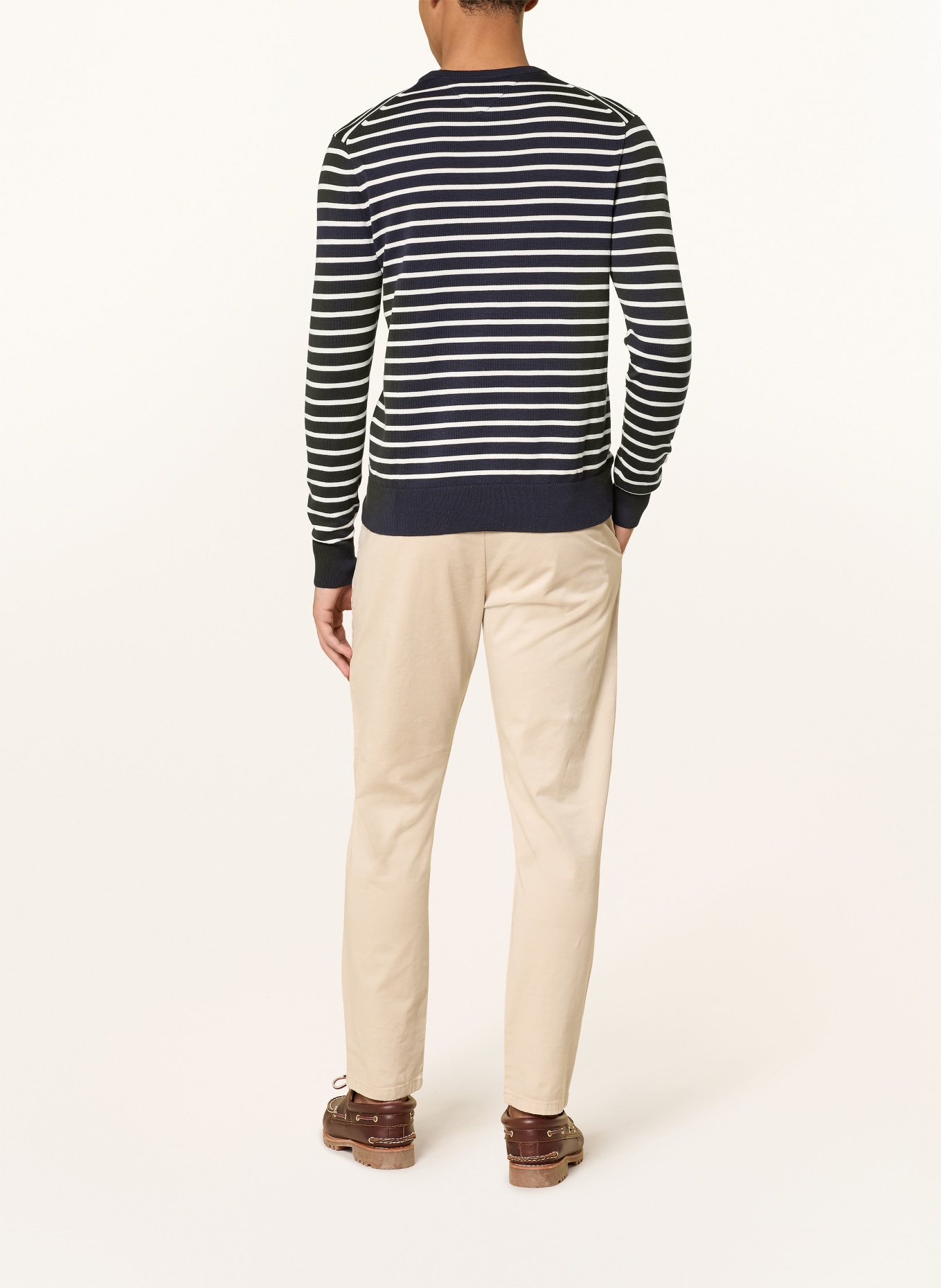 TOMMY HILFIGER Pullover: DUNKELBLAU / WEISS