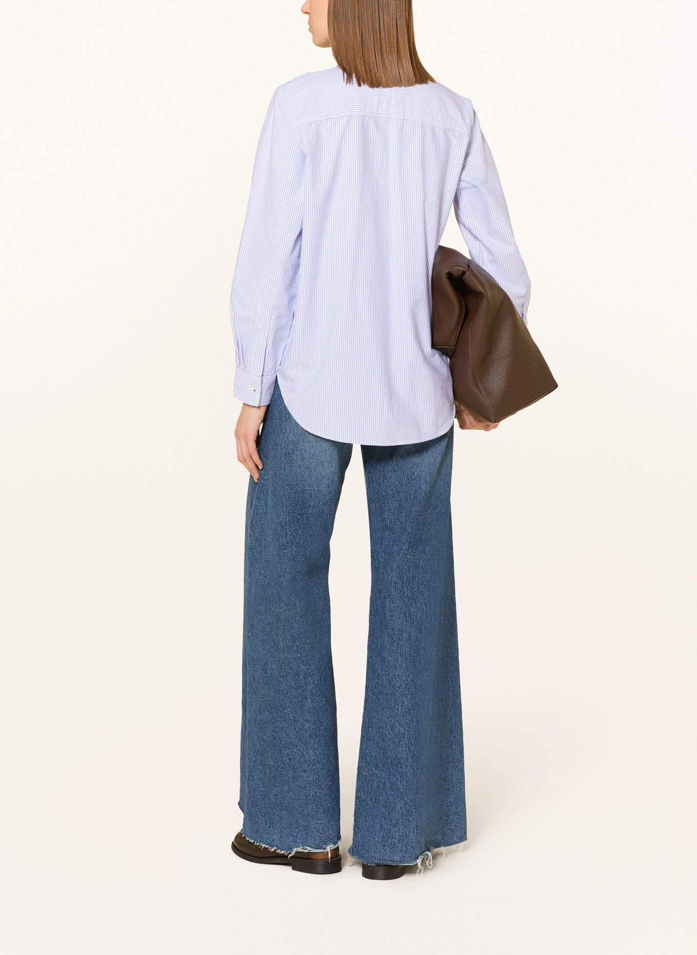 TOMMY HILFIGER Hemdbluse: WEISS / BLAU