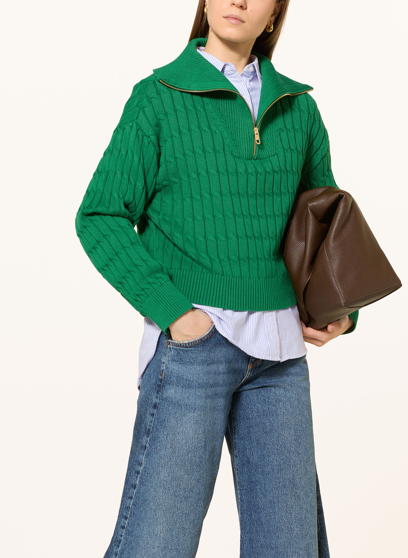 TOMMY HILFIGER Hemdbluse: WEISS / BLAU