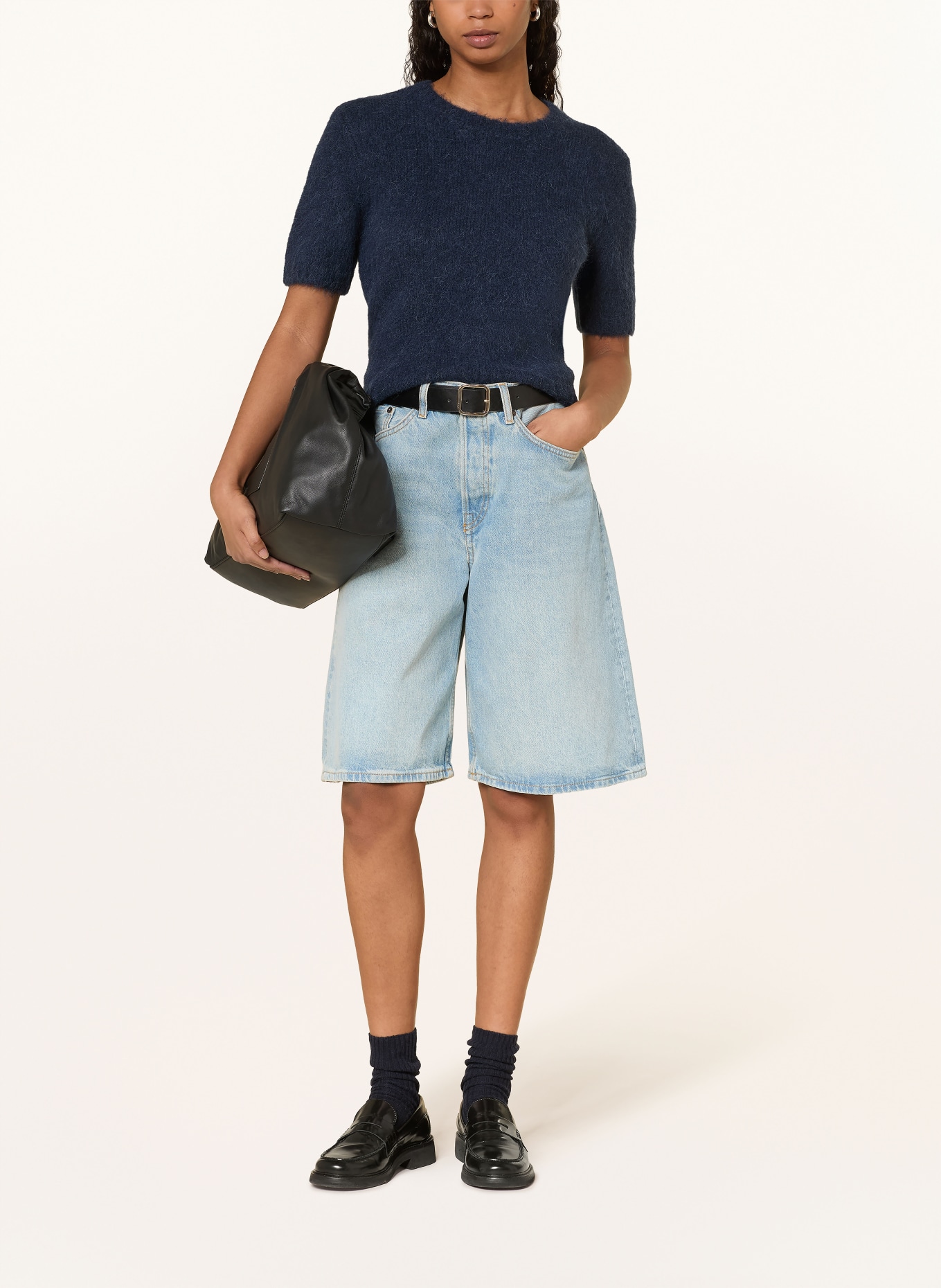 SAMSØE  SAMSØE Úpletové tričko SAJEANNE s alpakou: TMAVĚ MODRÁ