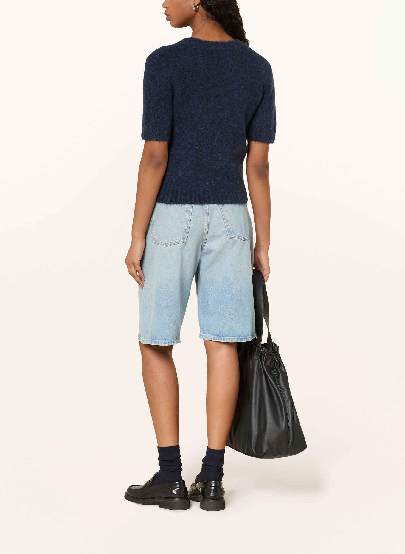 SAMSØE  SAMSØE Úpletové tričko SAJEANNE s alpakou: TMAVĚ MODRÁ