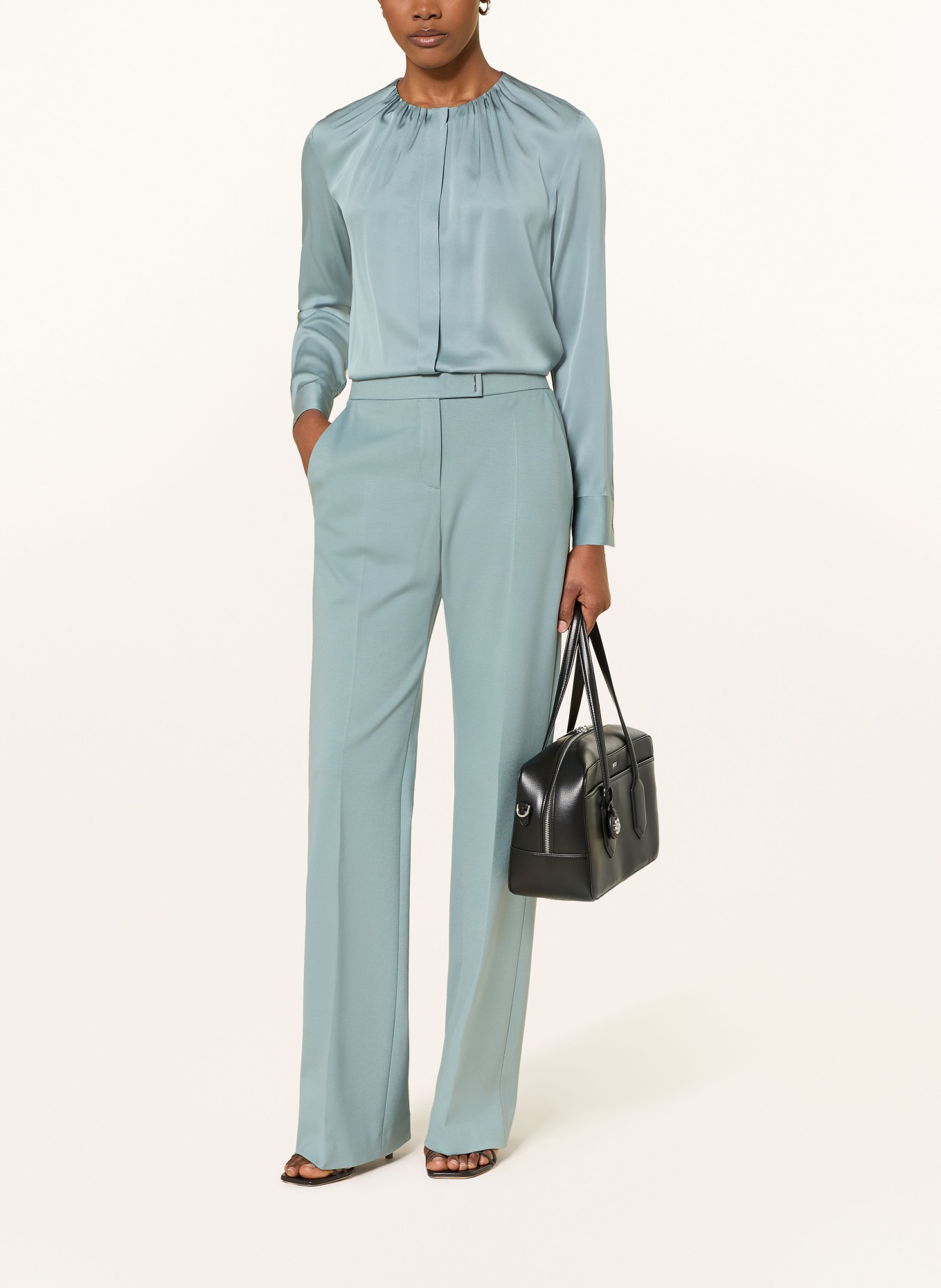 BOSS Hedvábná halenka BANORAH: TYRKYSOVÁ