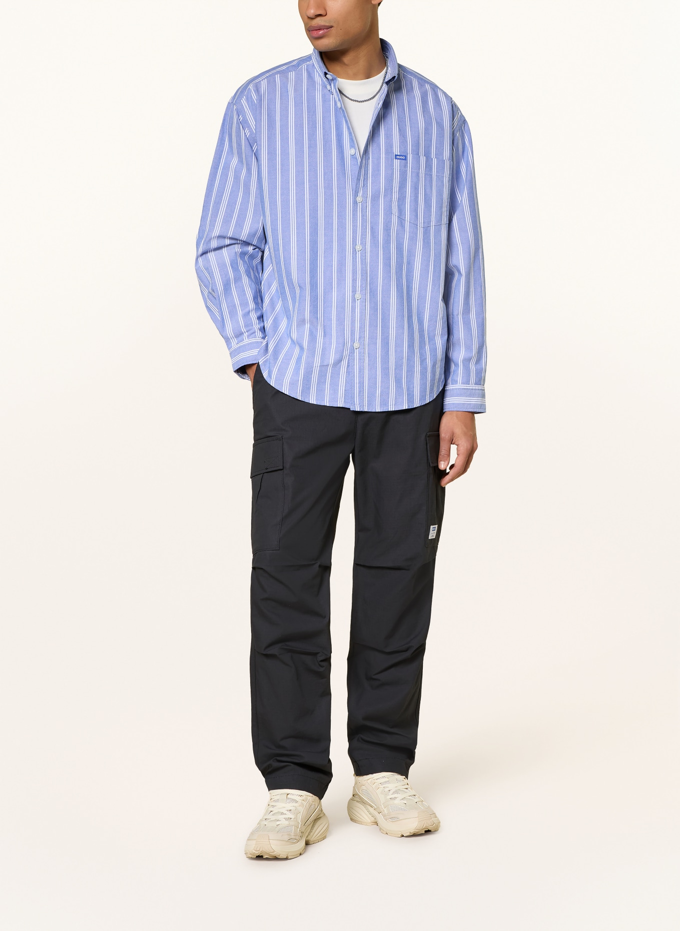 HUGO Hemd EBILL Comfort Fit: HELLBLAU / WEISS