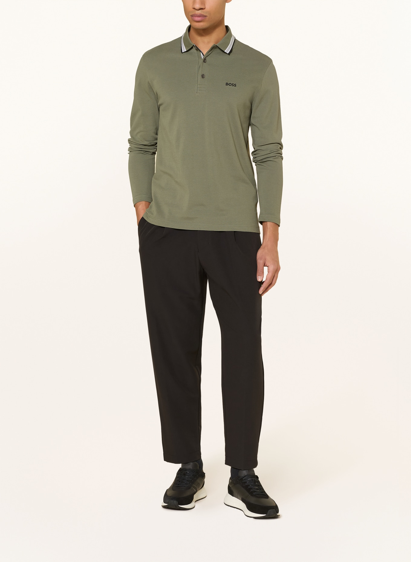 BOSS Polokošile z piké PLISY Regular Fit: KHAKI